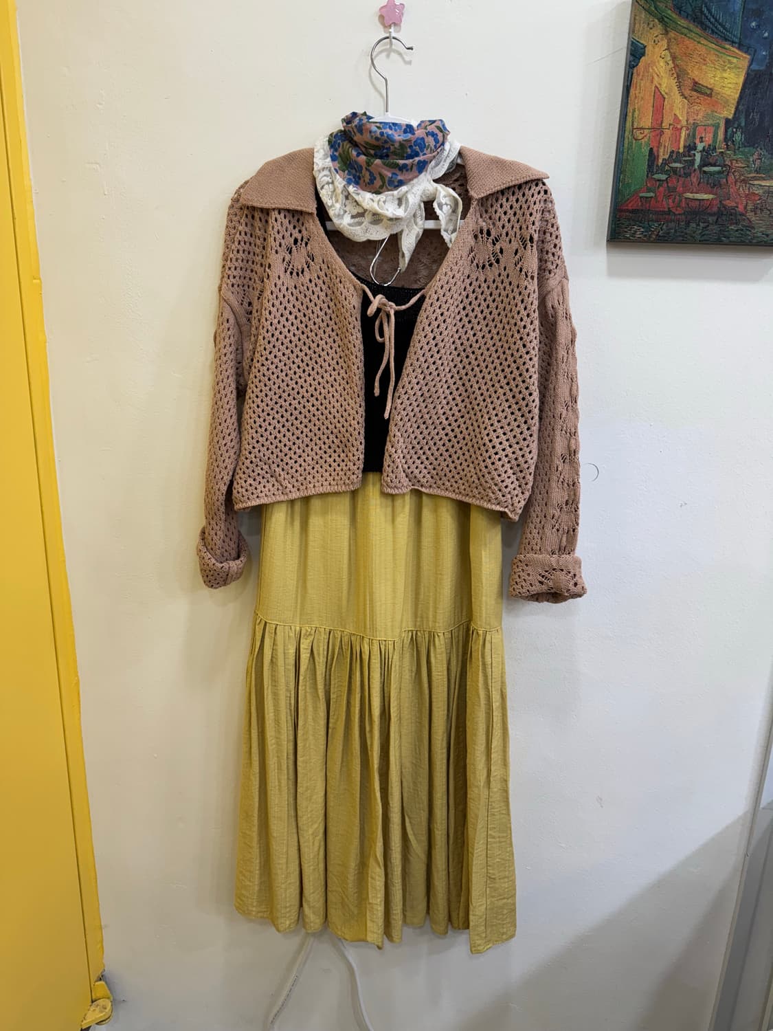 vtg 브라운 크로셰 가디건 롱스커트 코디셋 상품이미지5