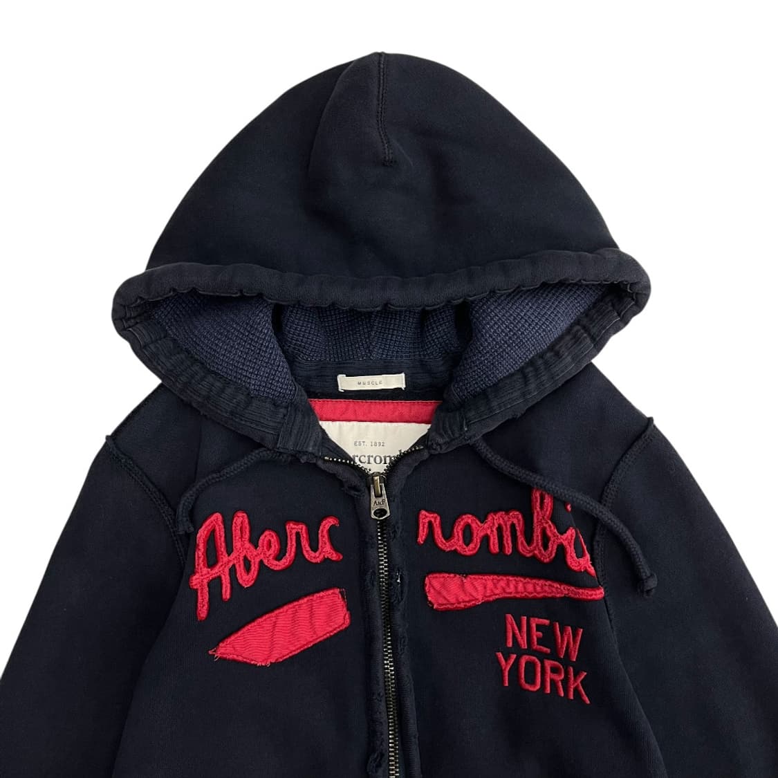아베크롬비 레드 센터로고 네이비 후드집업 L 상품이미지4