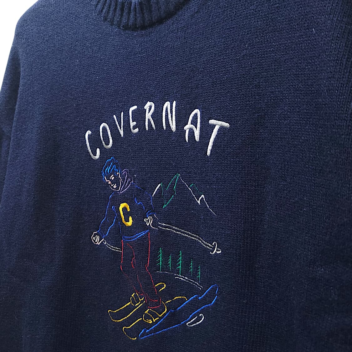 [L] 커버낫 네이비 울 혼방 스키자수 니트 상품이미지5