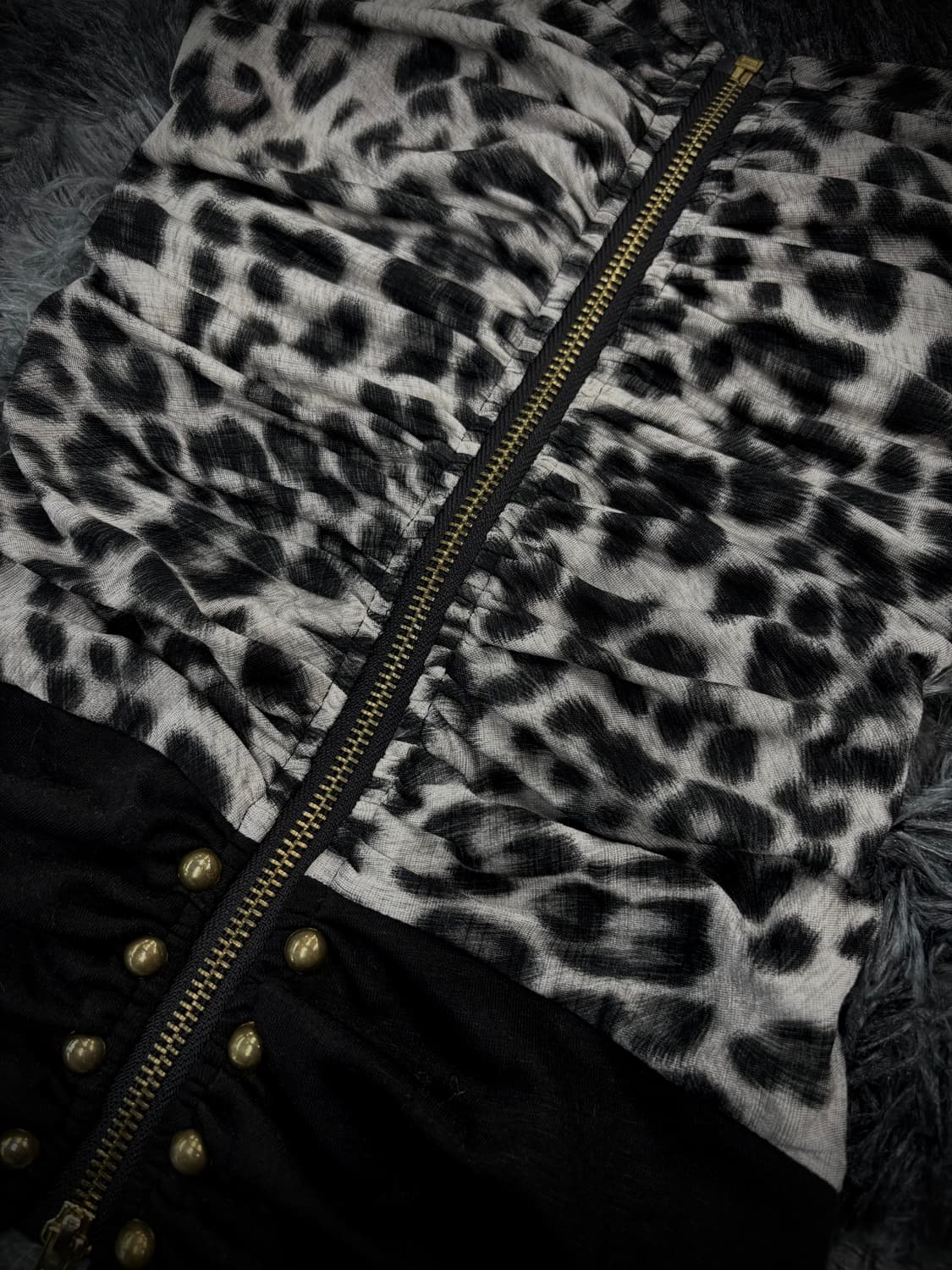 레오파드 코르셋 백컷 집업 탑 상품이미지5