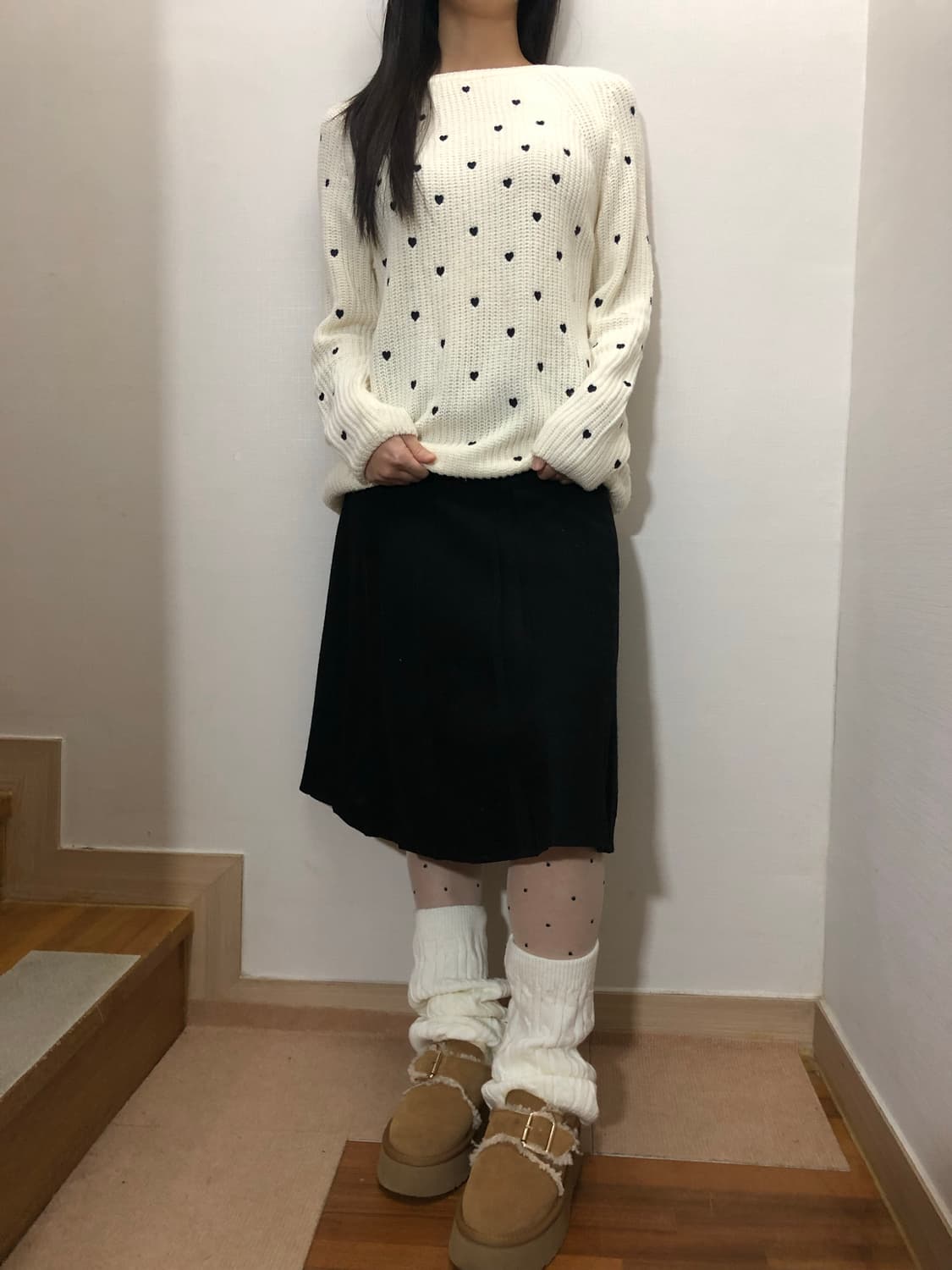 빈티지 블랙 플리츠 미디 스커트 상품이미지7