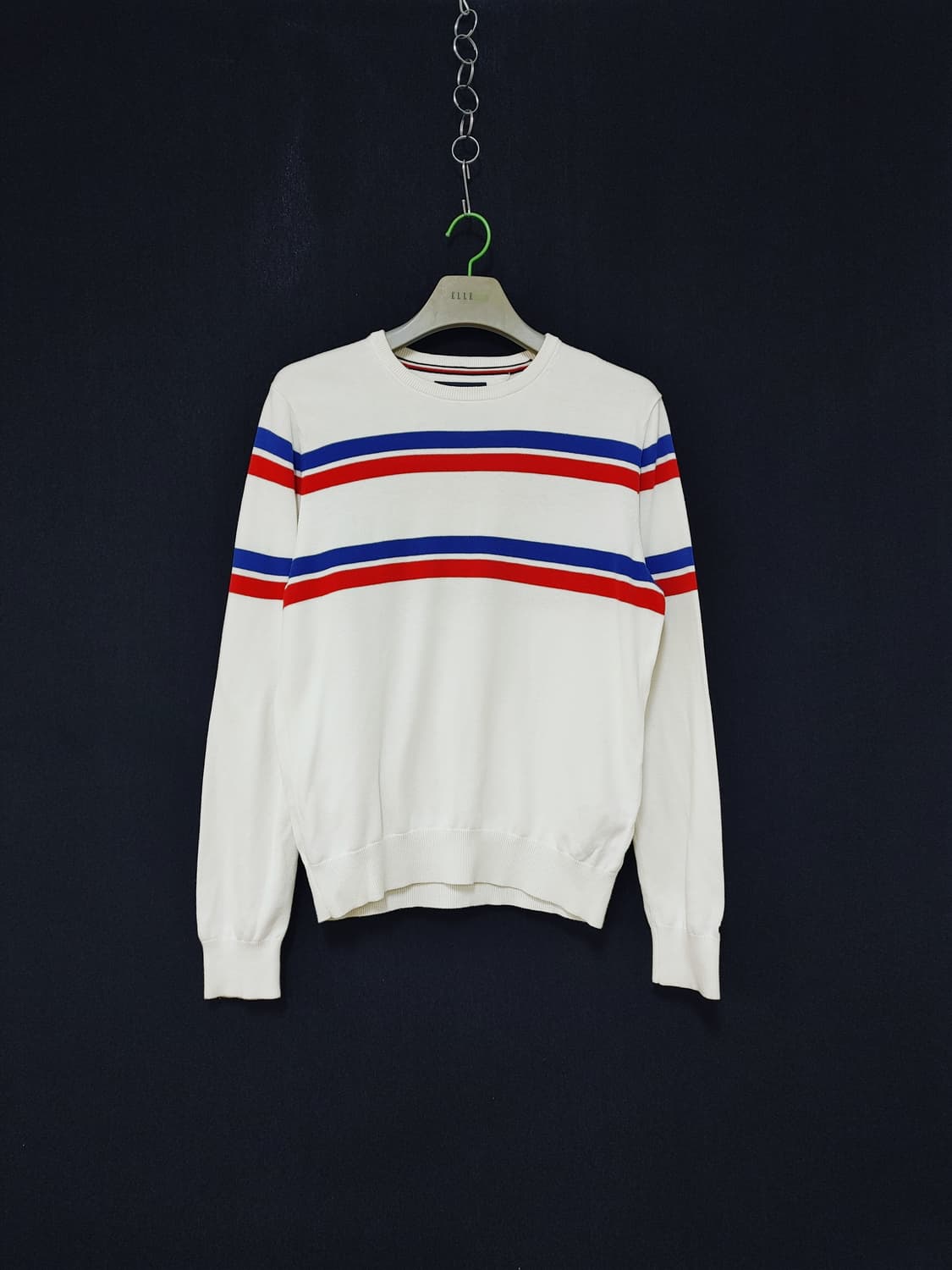 TOMMY HILFIGER 타미 힐피거 투컬러라인 면니트라운드티
 상품이미지1