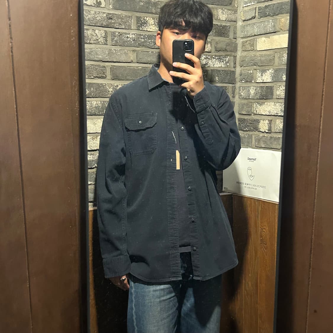 L) Wrangler 랭글러 투포켓 워크웨어 코튼 셔츠 블랙 W1 상품이미지7