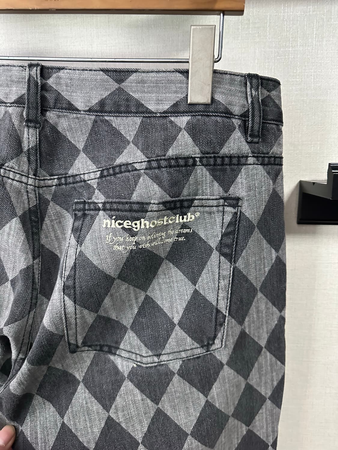 나이스고스트클럽 바지 체크 데님 34 상품이미지4