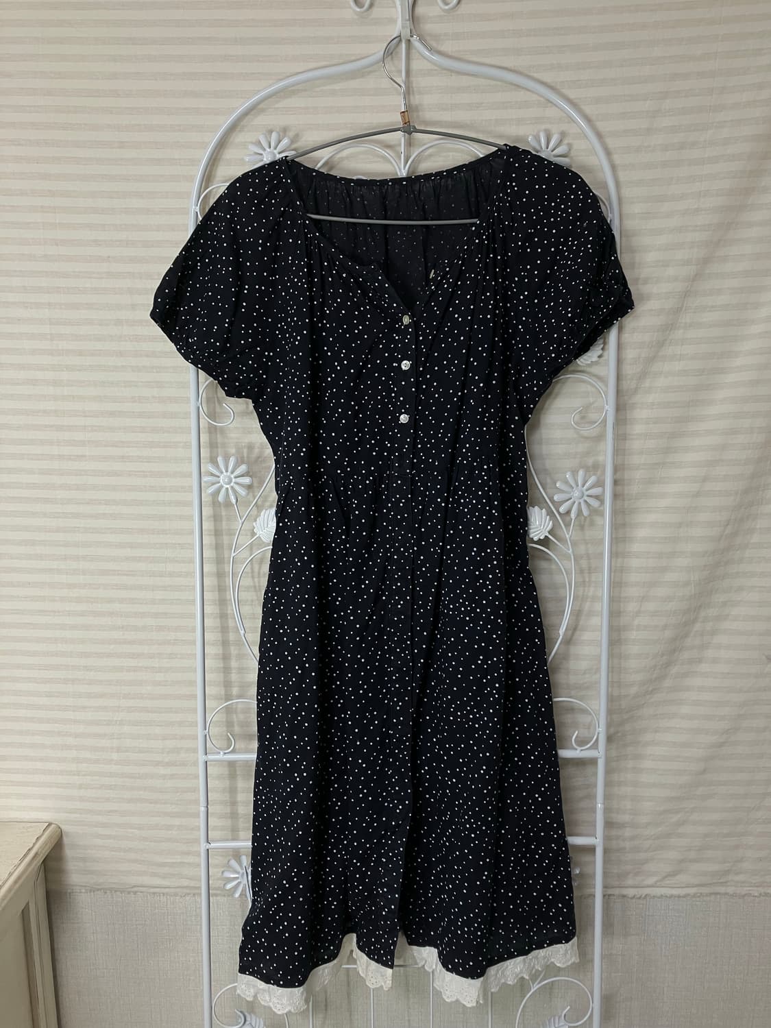 빈티지 네이비 땡땡이 레이스 원피스 y2k 스트릿 갸루 펑키 일본빈티지 상품이미지1