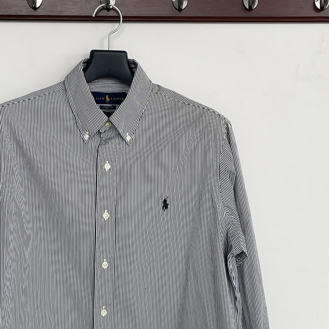 폴로 랄프로렌 블랙 화이트 스트라이프 셔츠 상품이미지4
