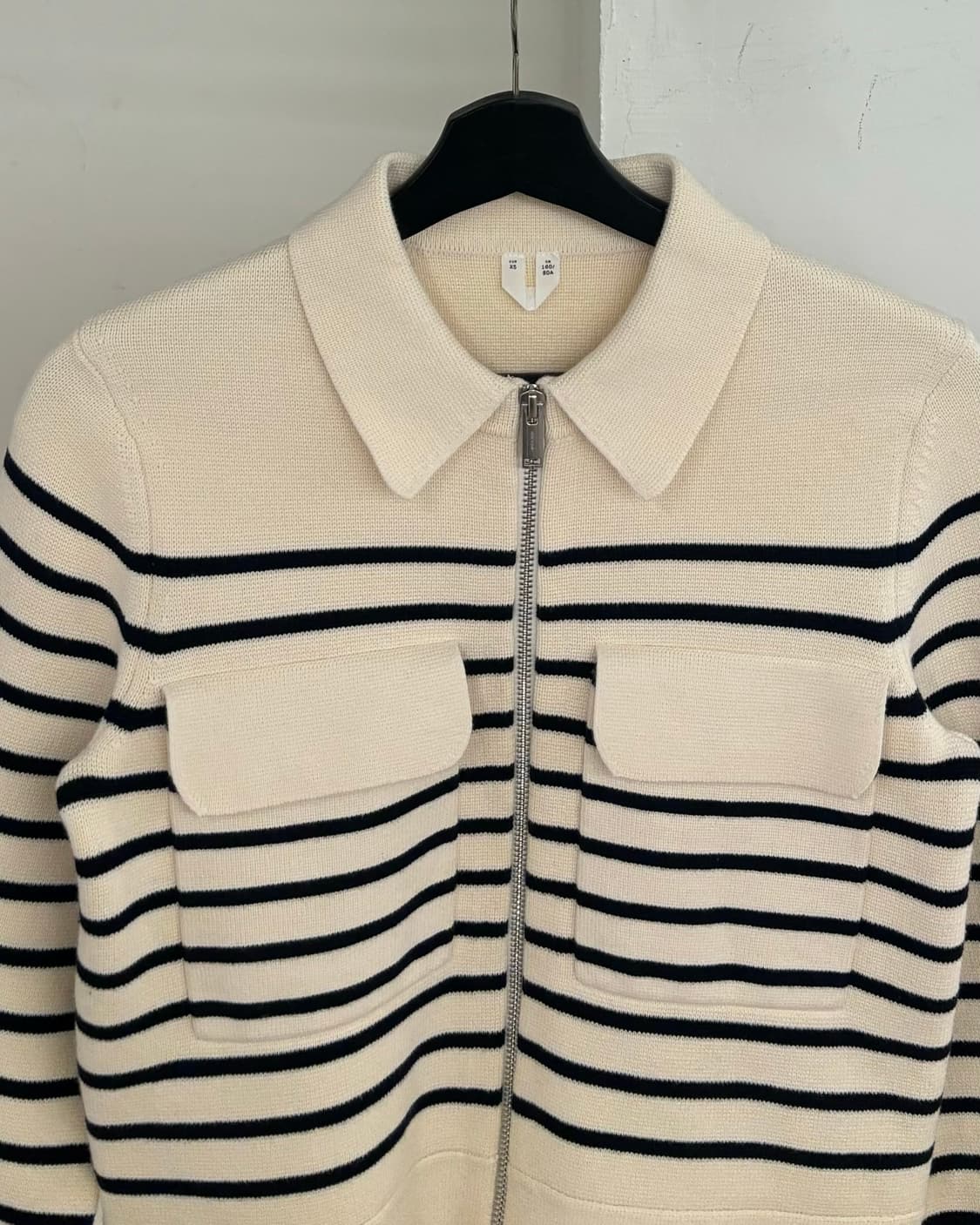 아르켓 오프 화이트/스트라이프 니티드 코튼 자켓 상품이미지2