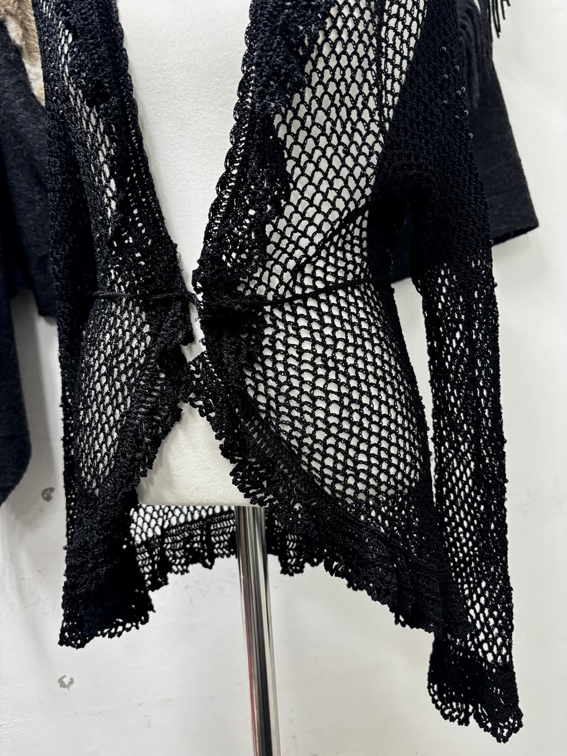 “Vintage”Y2K Mood Black Mesh Cardigan 상품이미지4