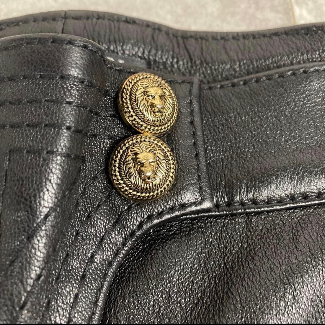 BALMAIN 발만 램 가죽 팬츠 38 블랙 상품이미지5