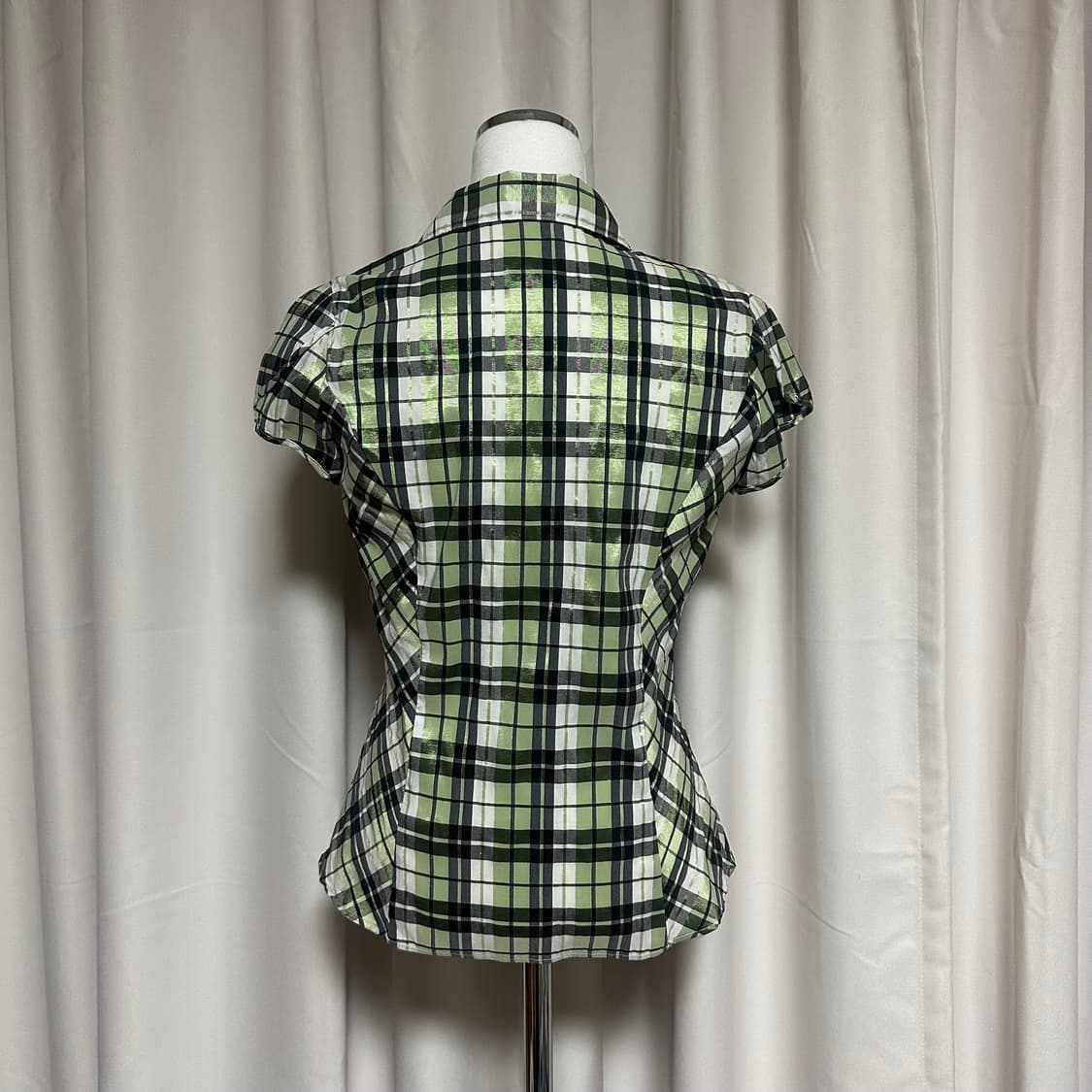 그린체크 긱시크 반팔 셔츠 상품이미지2