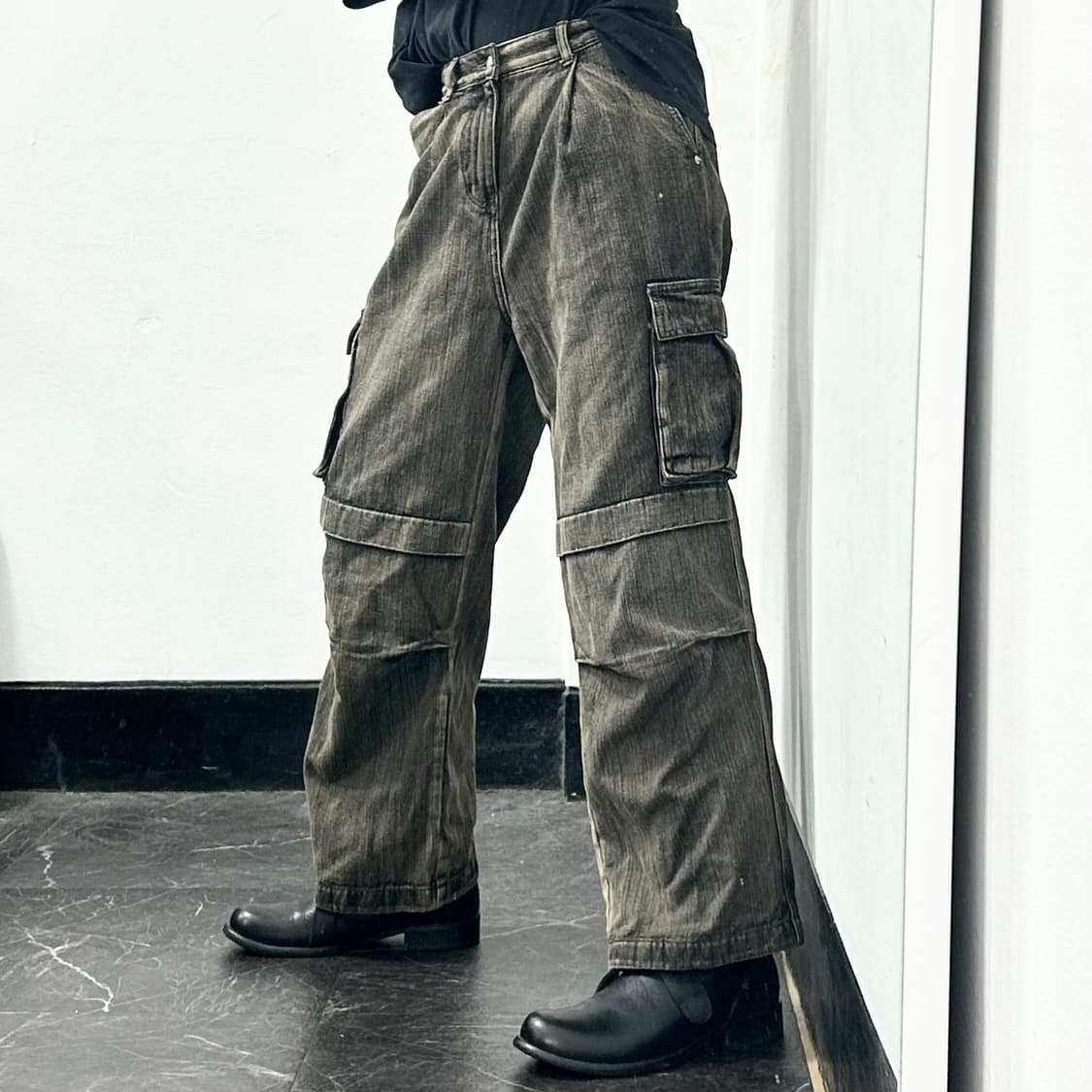꼼파뇨 흑청 데님 카고 팬츠 상품이미지2