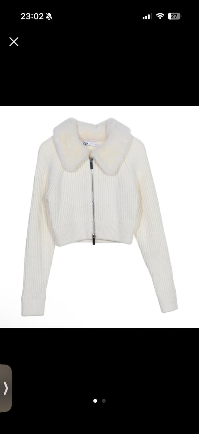 자라 퍼 카라 니트 집업 상품이미지1