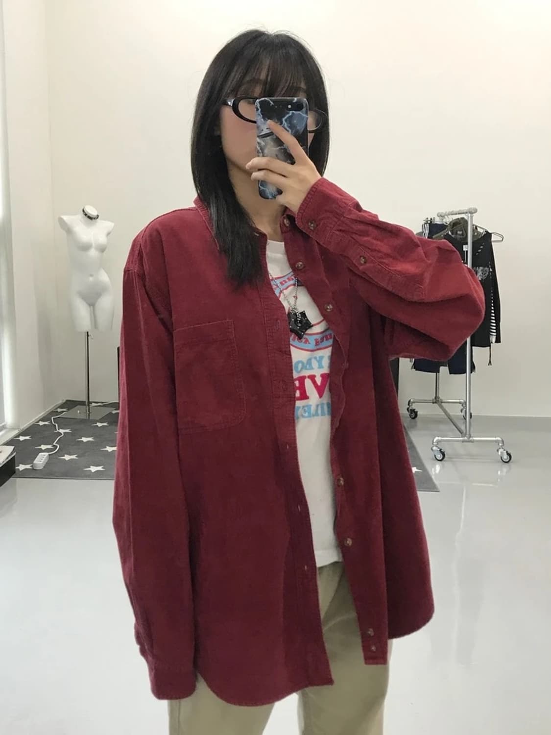 빈티지 체로키 코튼 버건디 셔츠 상품이미지2