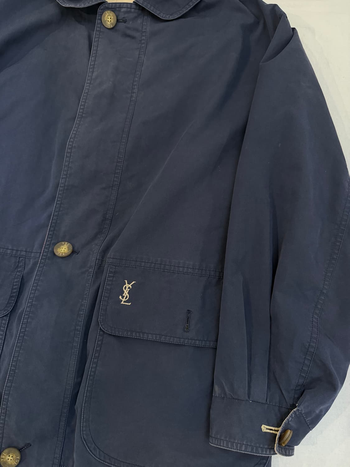 90s YSL 입생로랑 리버시블 블루종 사파리 자켓 베이지 상품이미지7