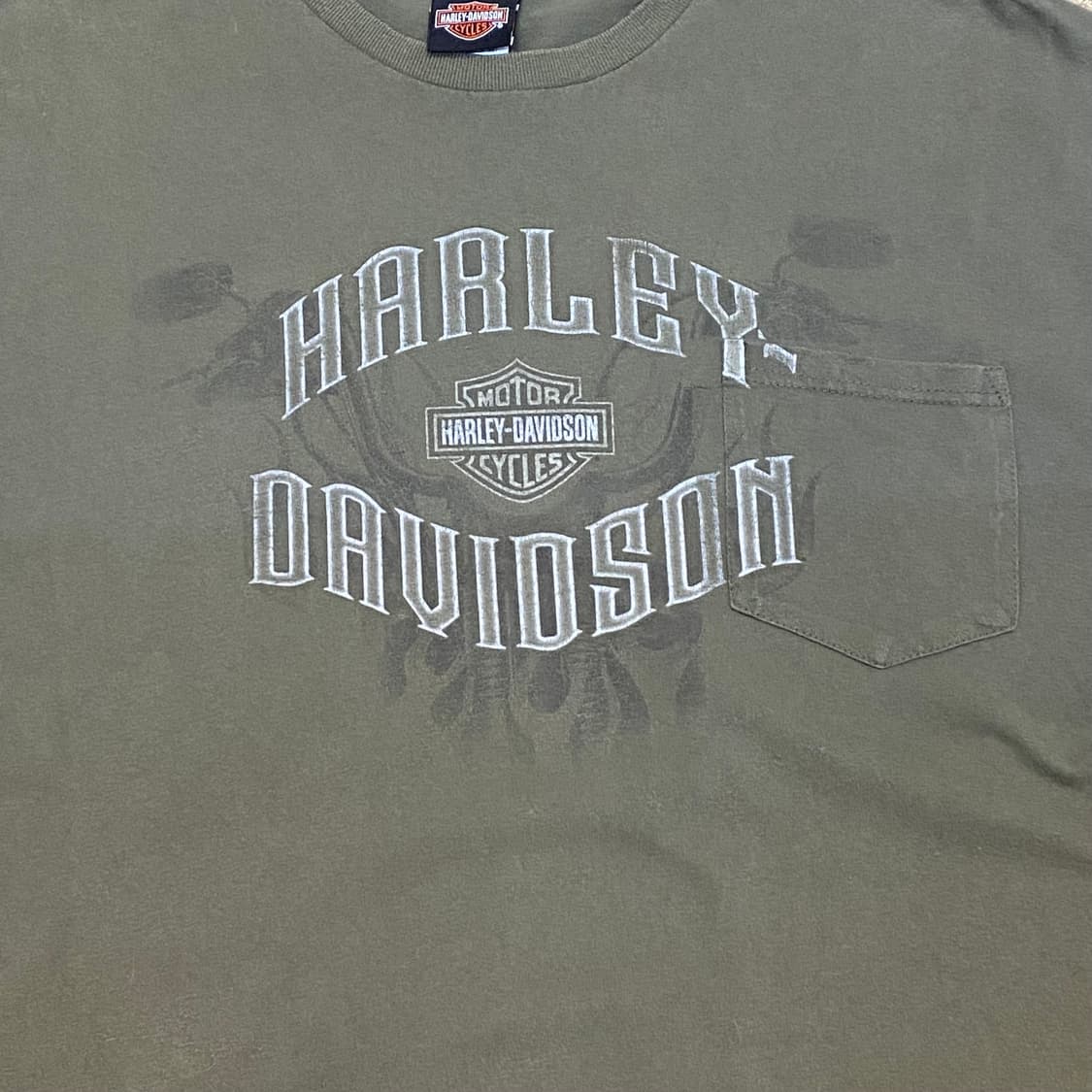 미국 빈티지 할리데이비슨 뉴올리언스 카키 반팔티 상품이미지4