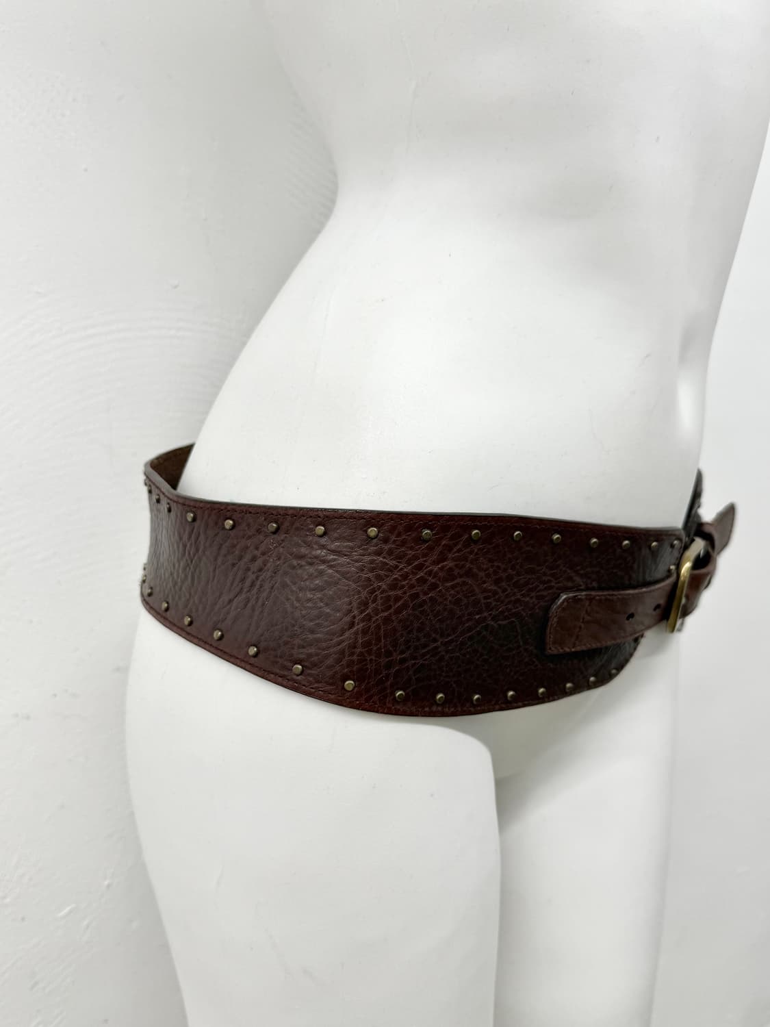 리얼레더 웨스턴 통가죽 스터드 와이드 벨트*레어 상품이미지4