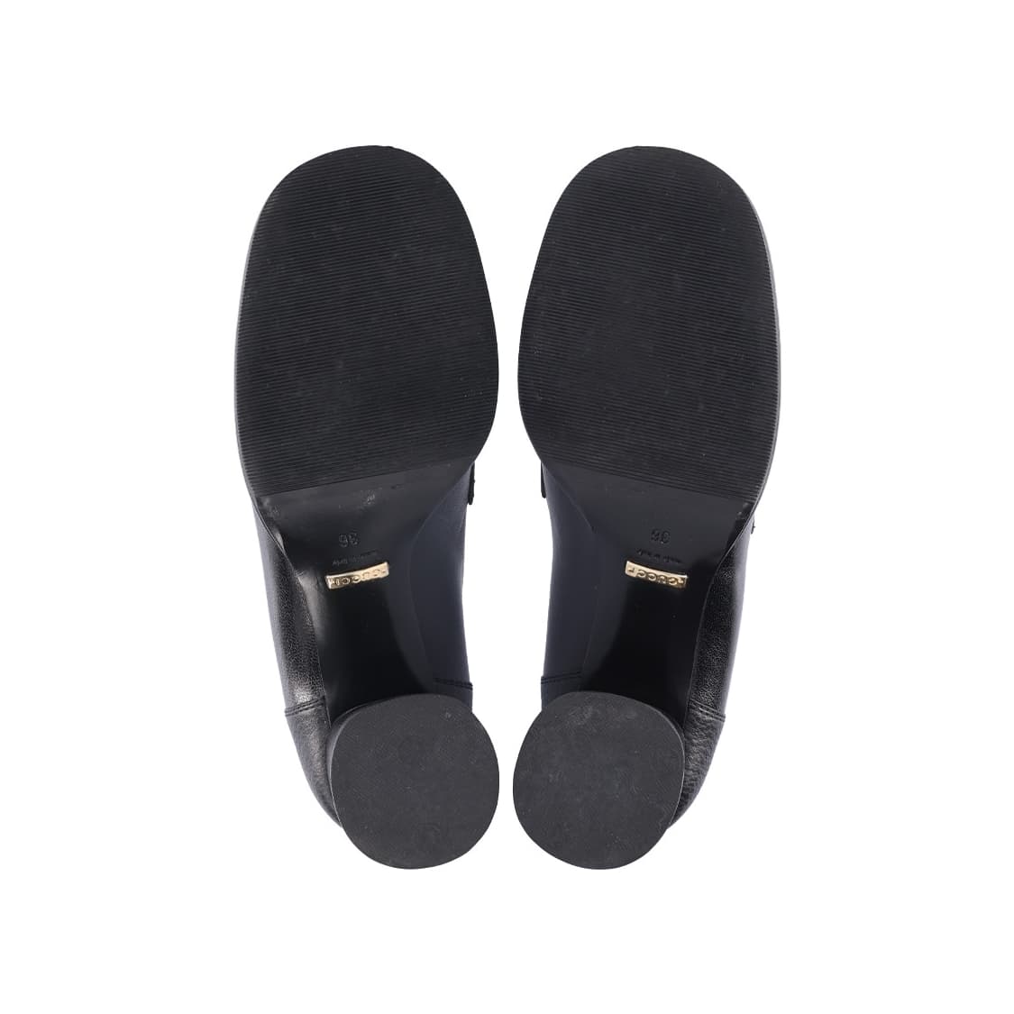 구찌 626594 체인 미드 힐 로퍼 레더 블랙 & 골드 36 상품이미지4