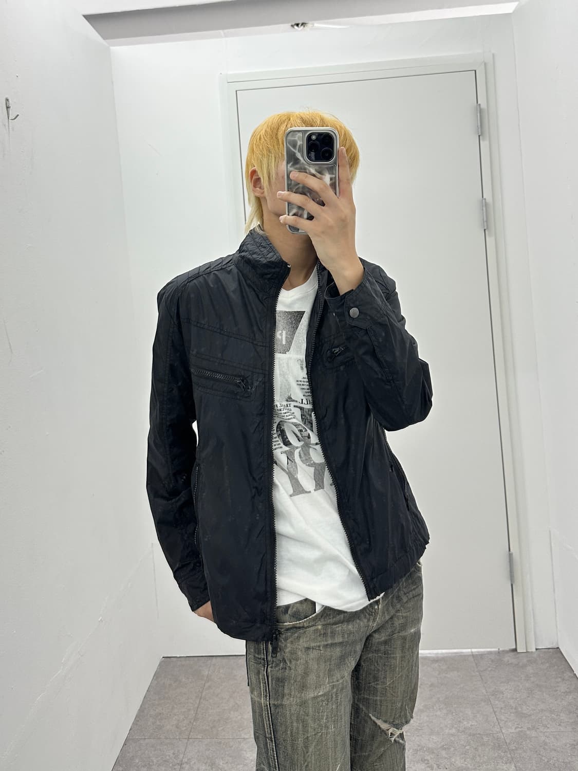 RAGEBLUE y2k pocket detail biker jacket 상품이미지1