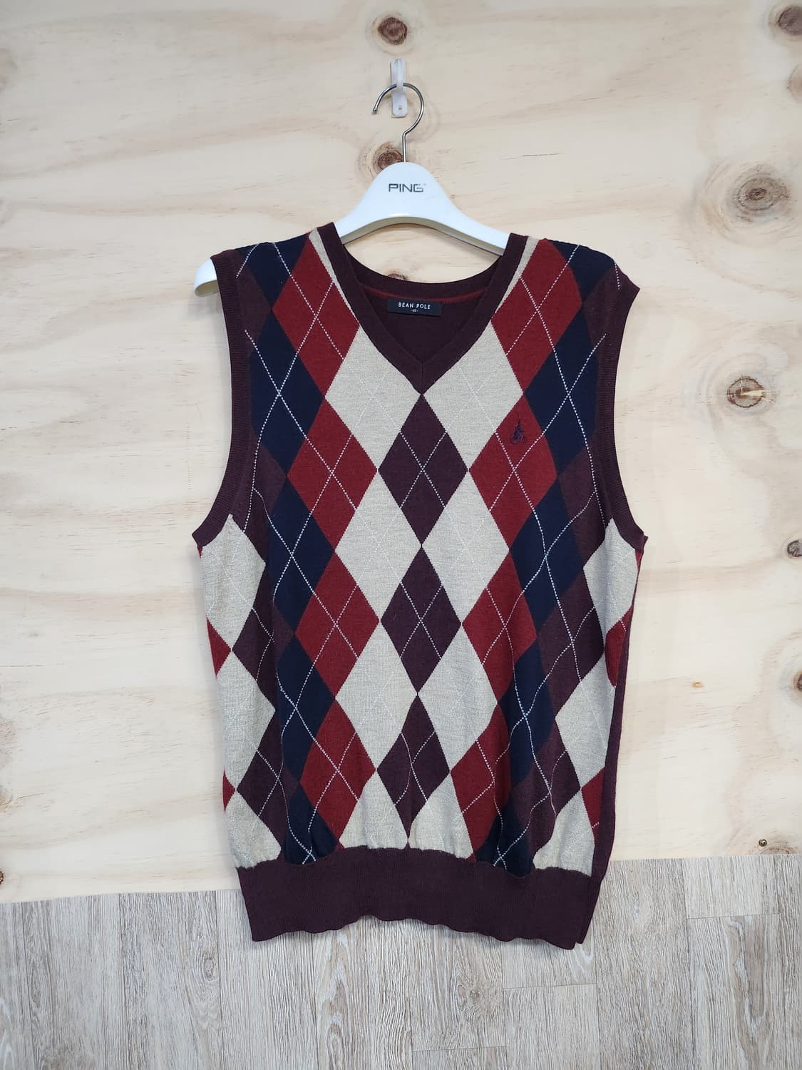 1078) 빈폴 캐시미어블랜드 아가일 니트 베스트 상품이미지1