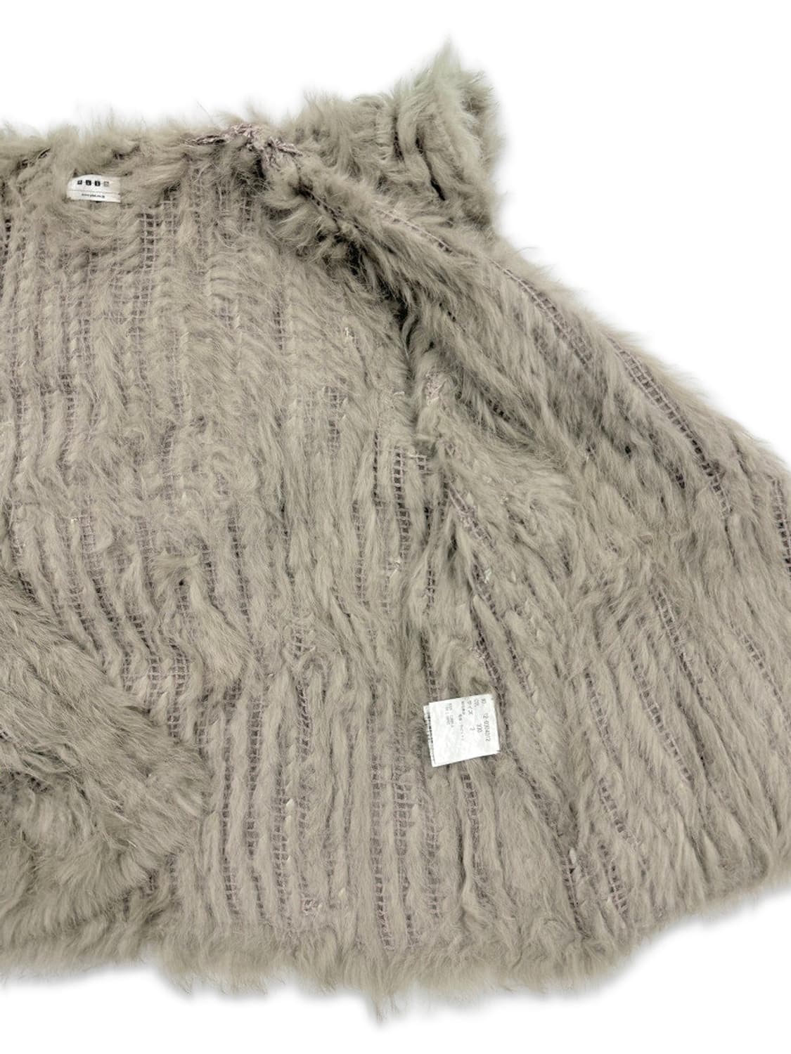 빈티지 베이지 퍼 니트 후드 가디건 상품이미지4