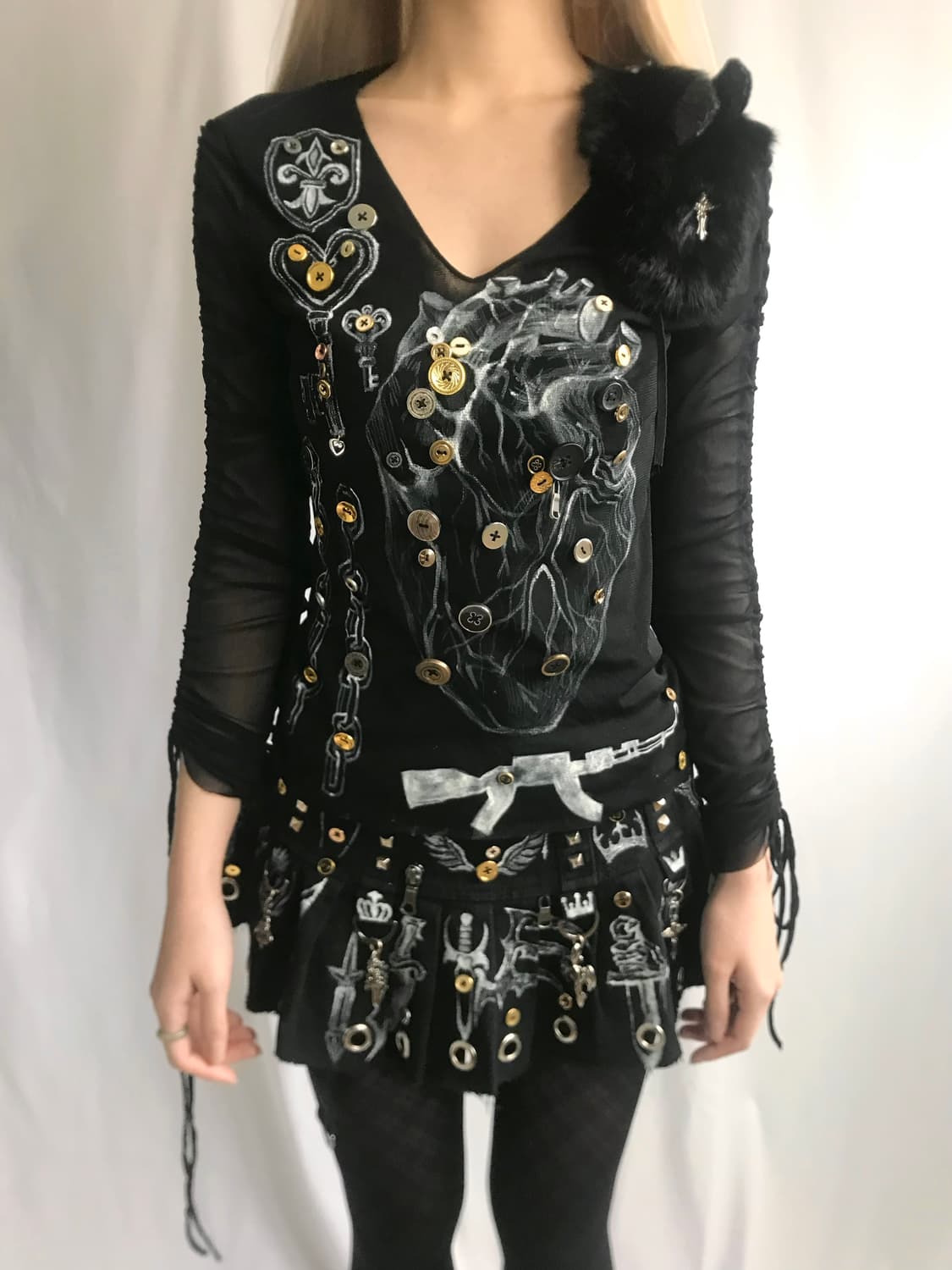 Custom)Weapon tattoo eyelet/charm skirt 상품이미지6