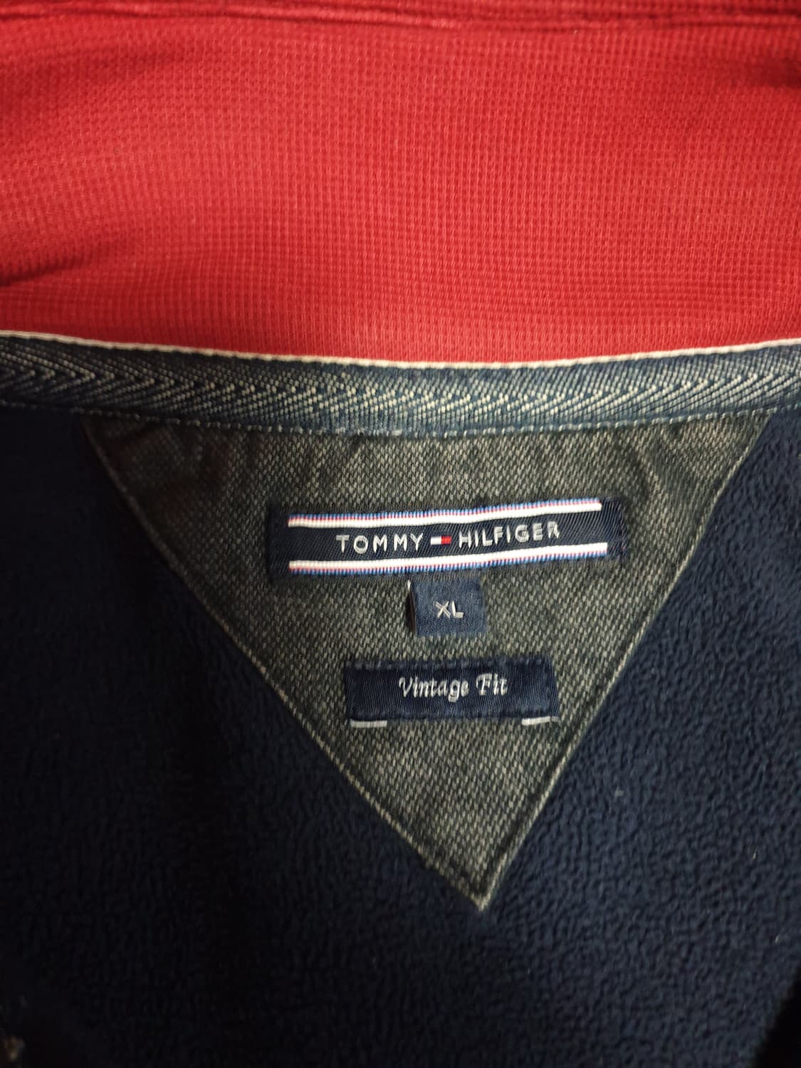 타미힐피거 빈티지핏 마이크로 와플 집업자켓 버건디 (XL) 상품이미지3