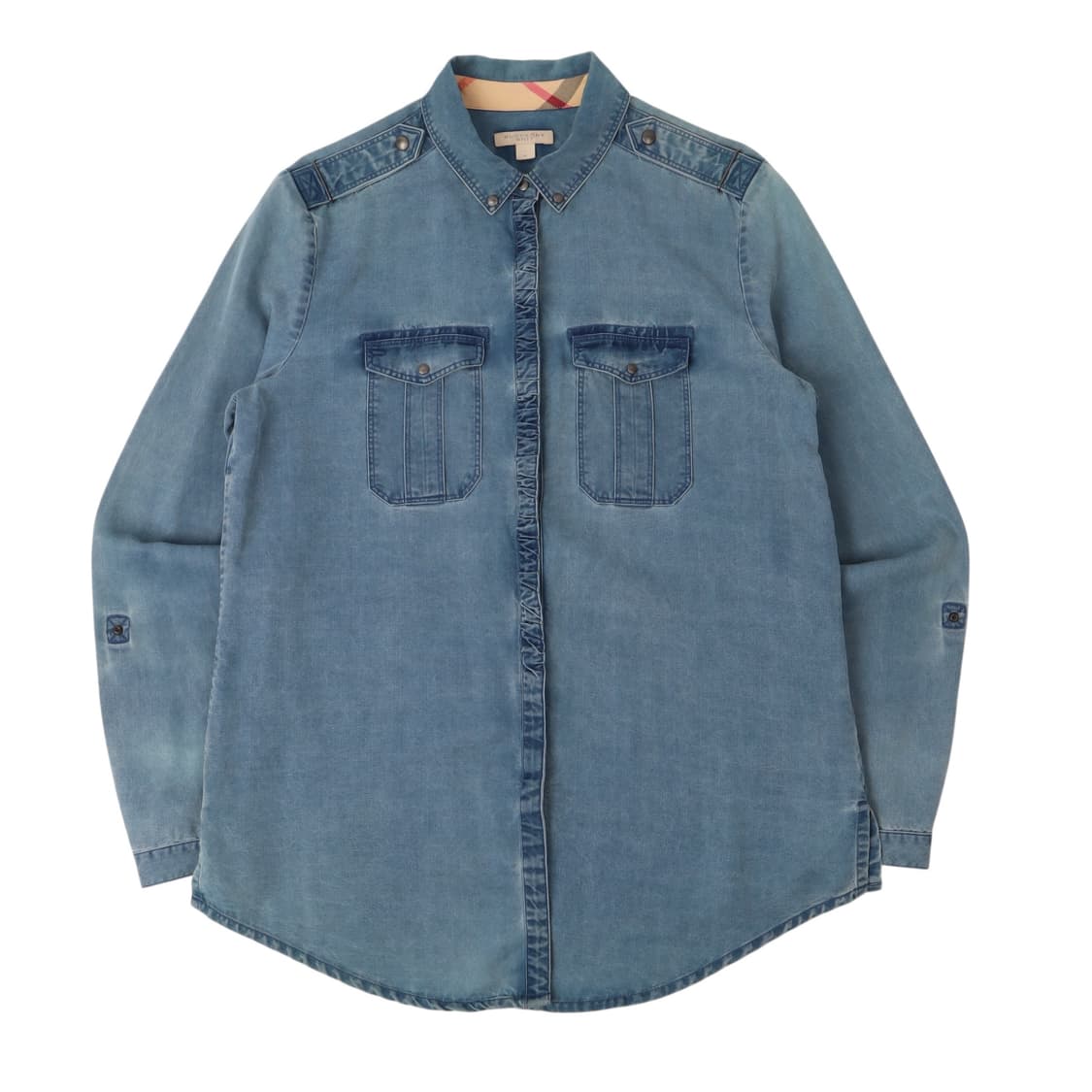 버버리 브릿 프론트포켓 셔링버튼 데님 셔츠 상품이미지1