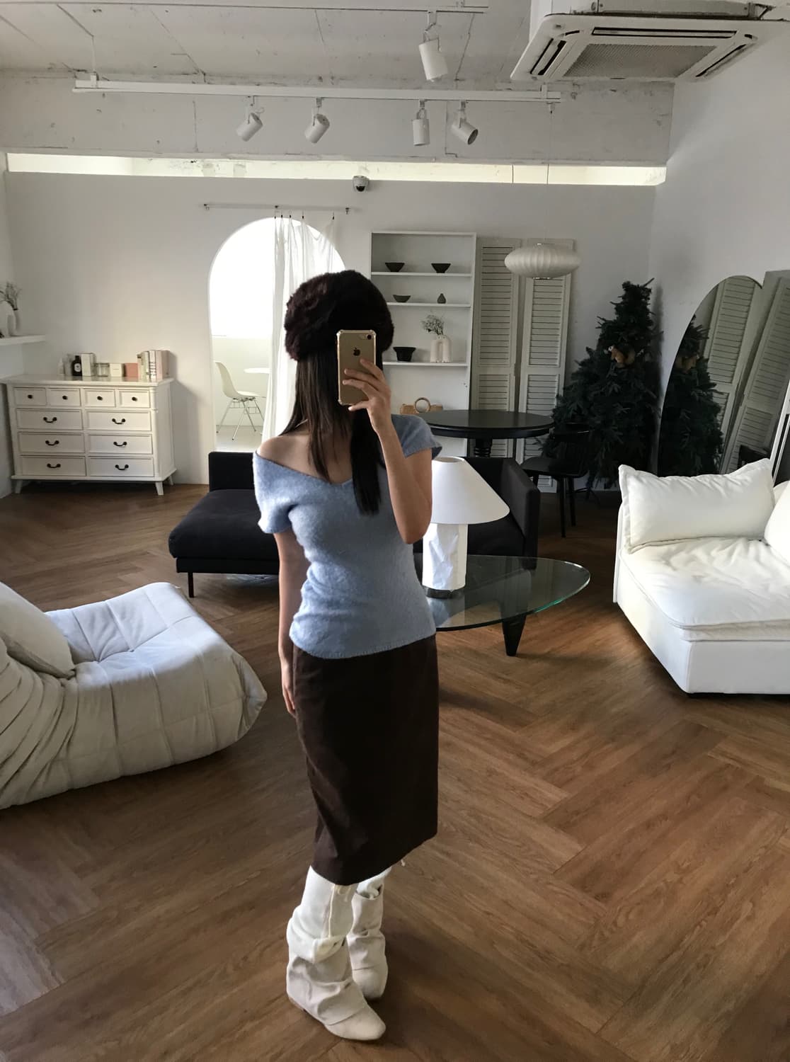 vintage suede brown skirt (26inch) 상품이미지3