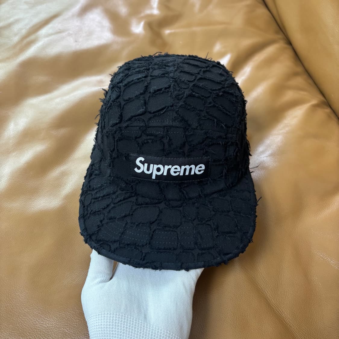 슈프림 캠프캡 모자 박스로고 25ss 프레이드 크록 데님 블랙 상품이미지2