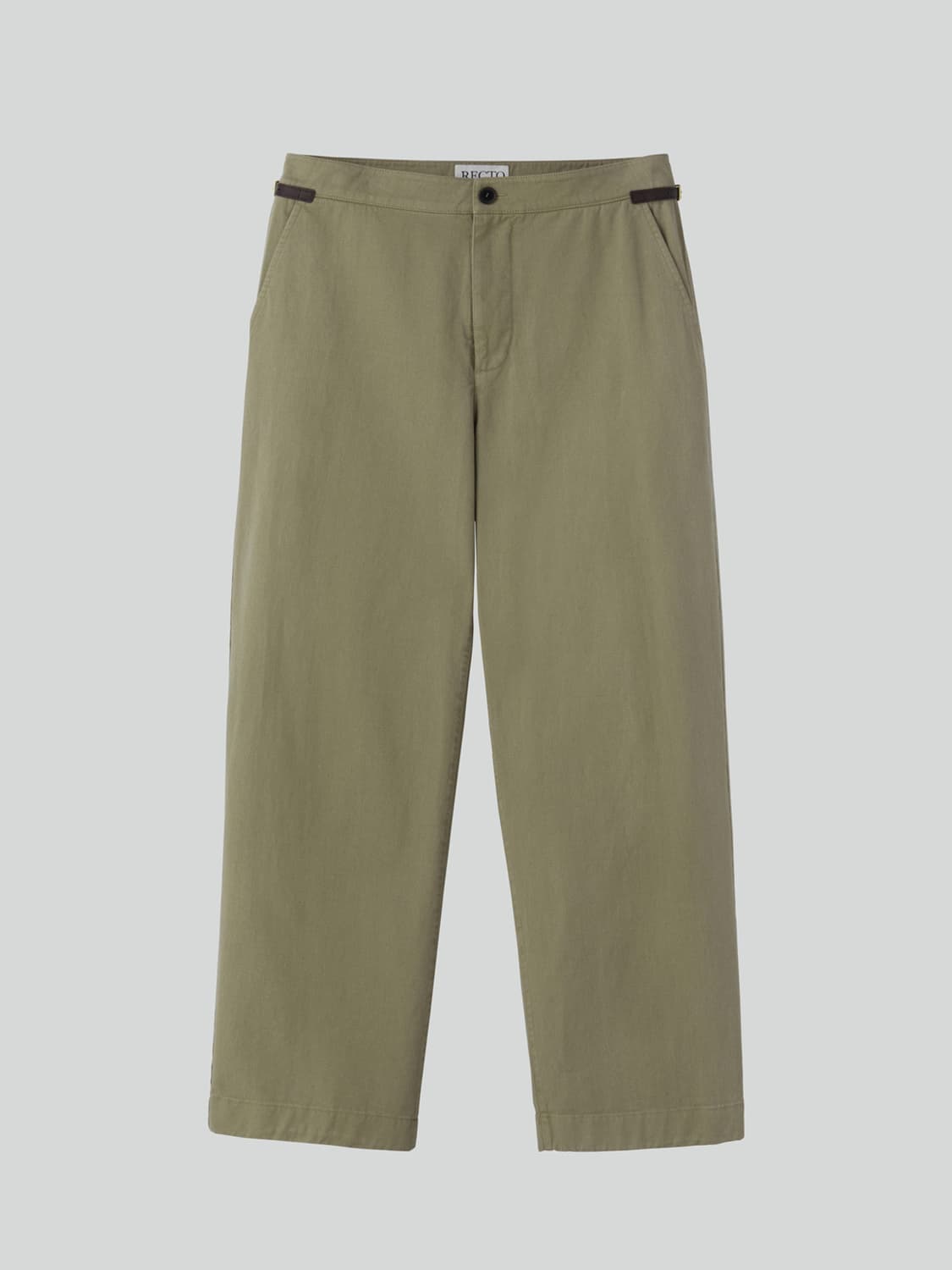 렉토 26SS 웨이스트 벨트 디테일 코튼 팬츠 카키 베이지 상품이미지4