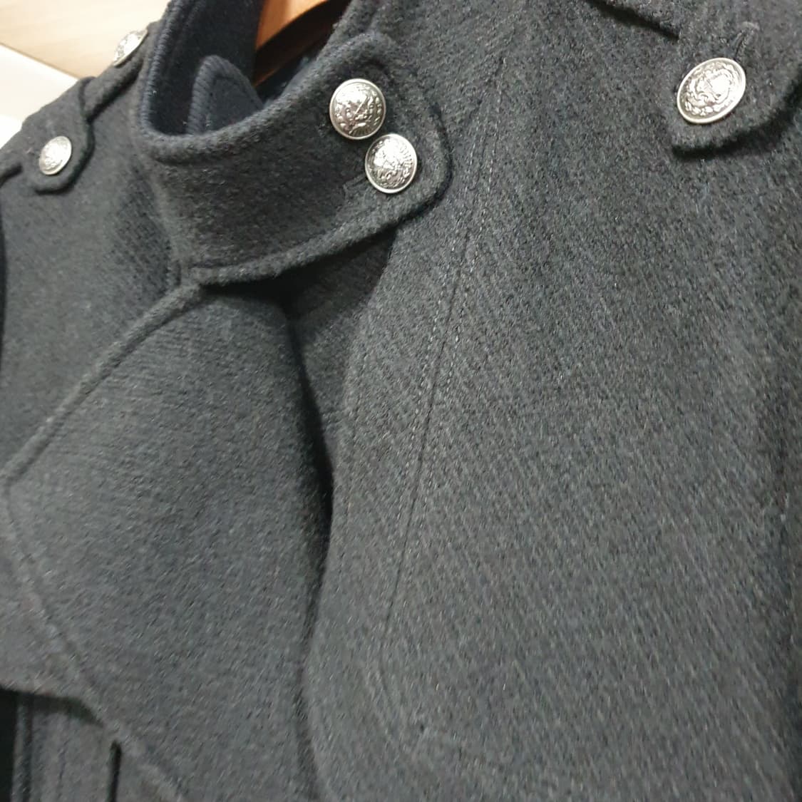 blu:pepe 블랙 벨트 피코트 모직 라이더 자켓 상품이미지4