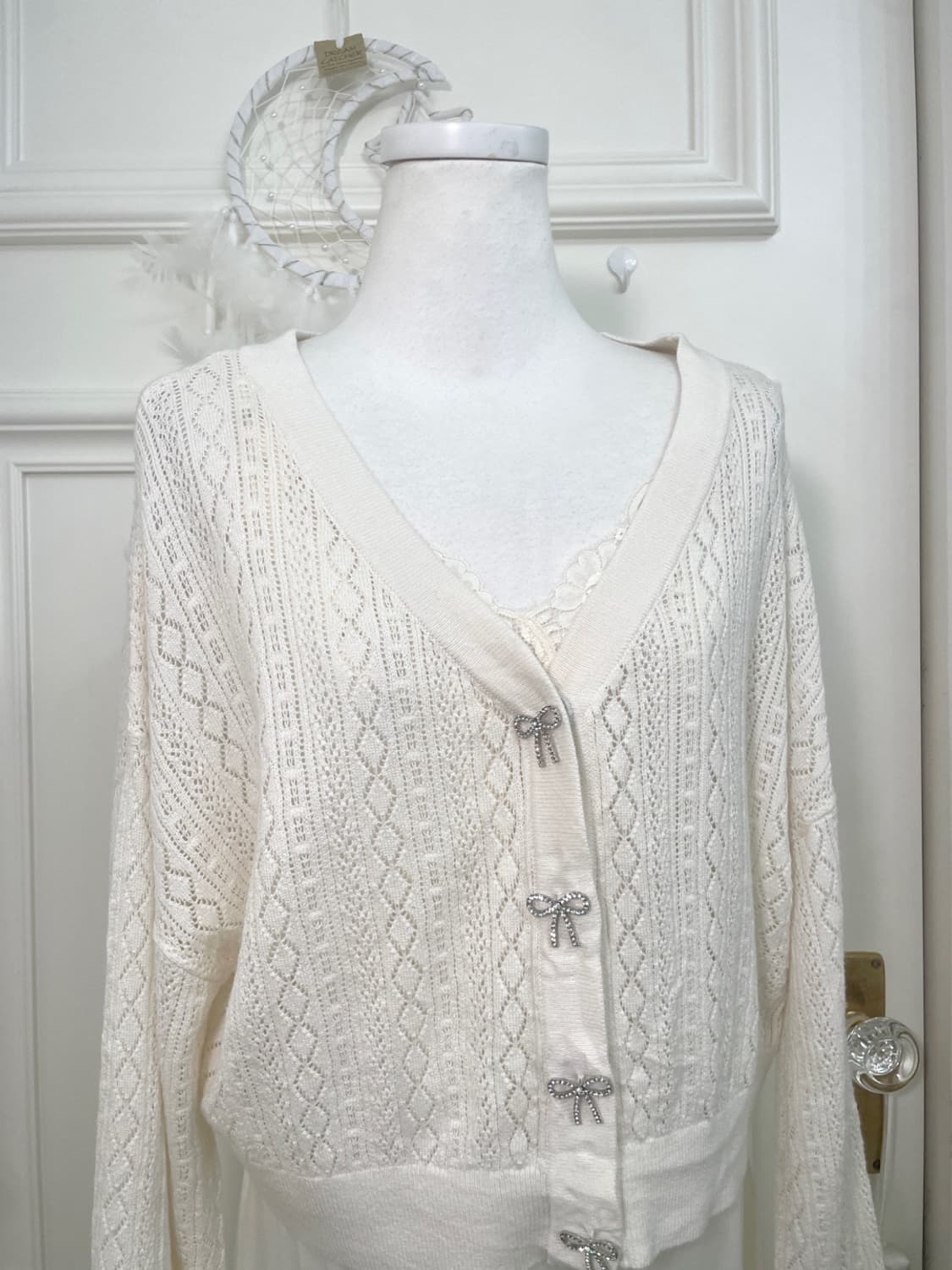 INGNI ivory crochet cubic bow button car 상품이미지6