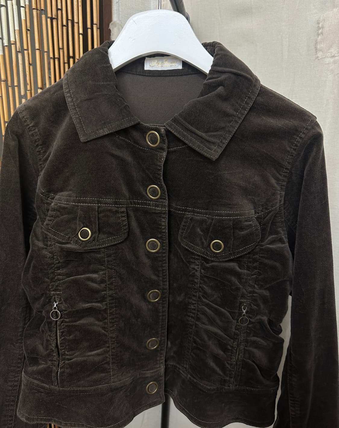 brown velvet button jacket 상품이미지3