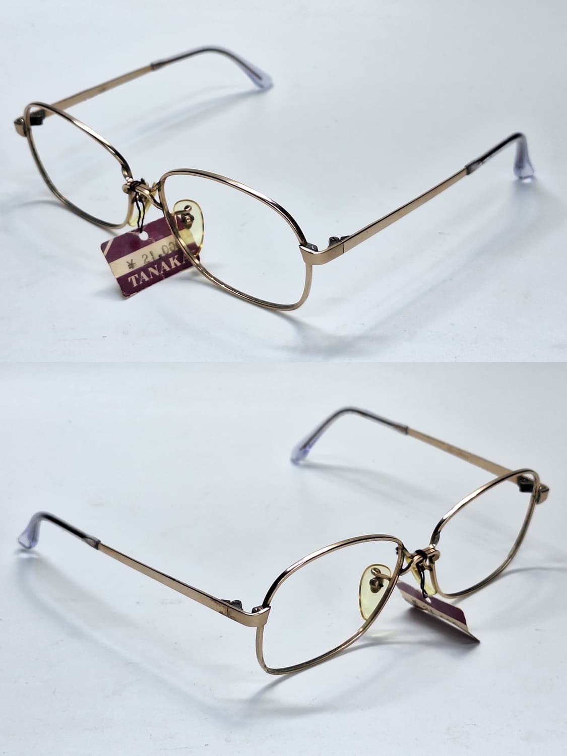 80s 일본 빈티지 데드스톡 미사용/골드 오벌 라운드 안경테 52mm 상품이미지8