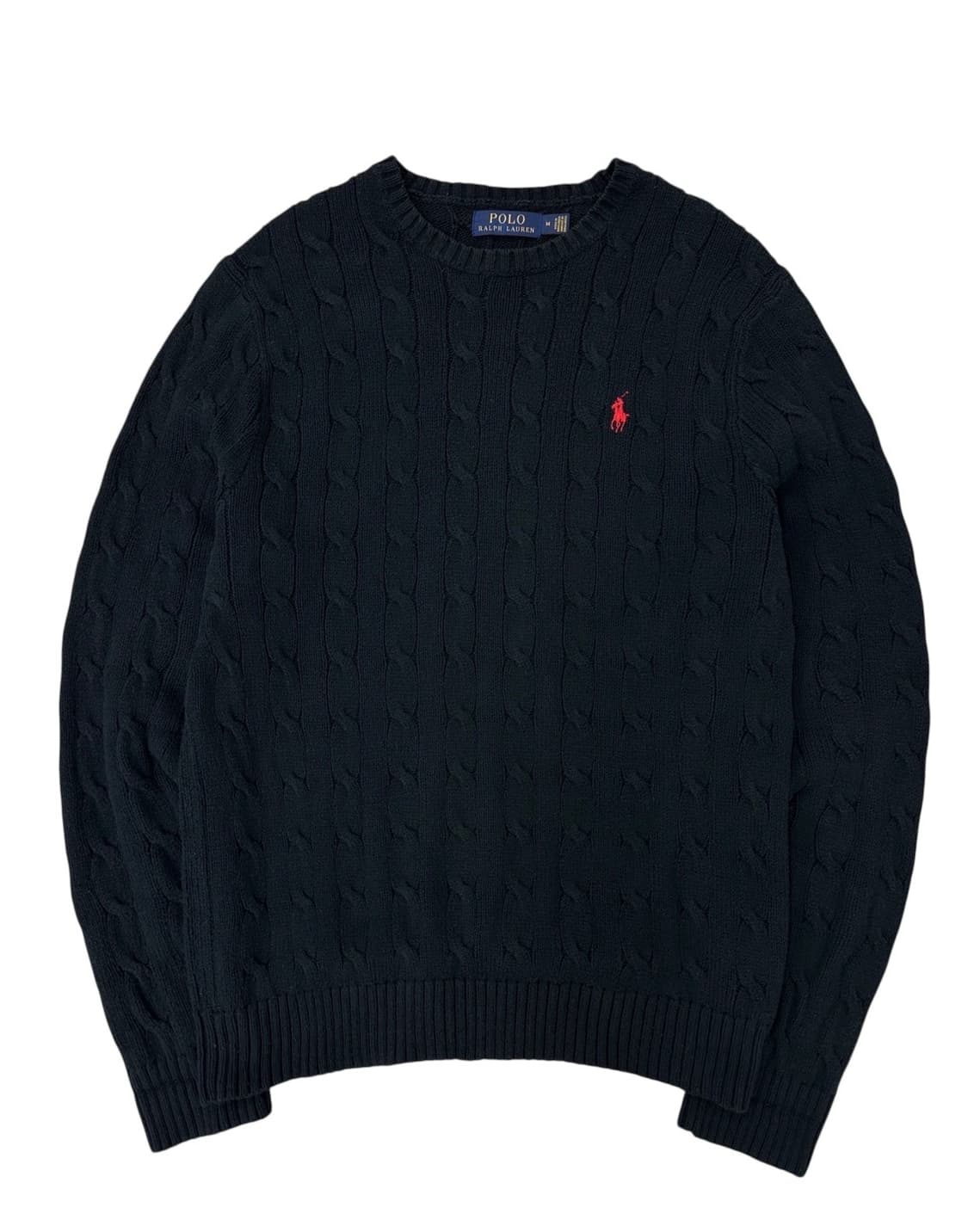 폴로 케이블 꽈배기 니트 블랙 (M)  상품이미지1