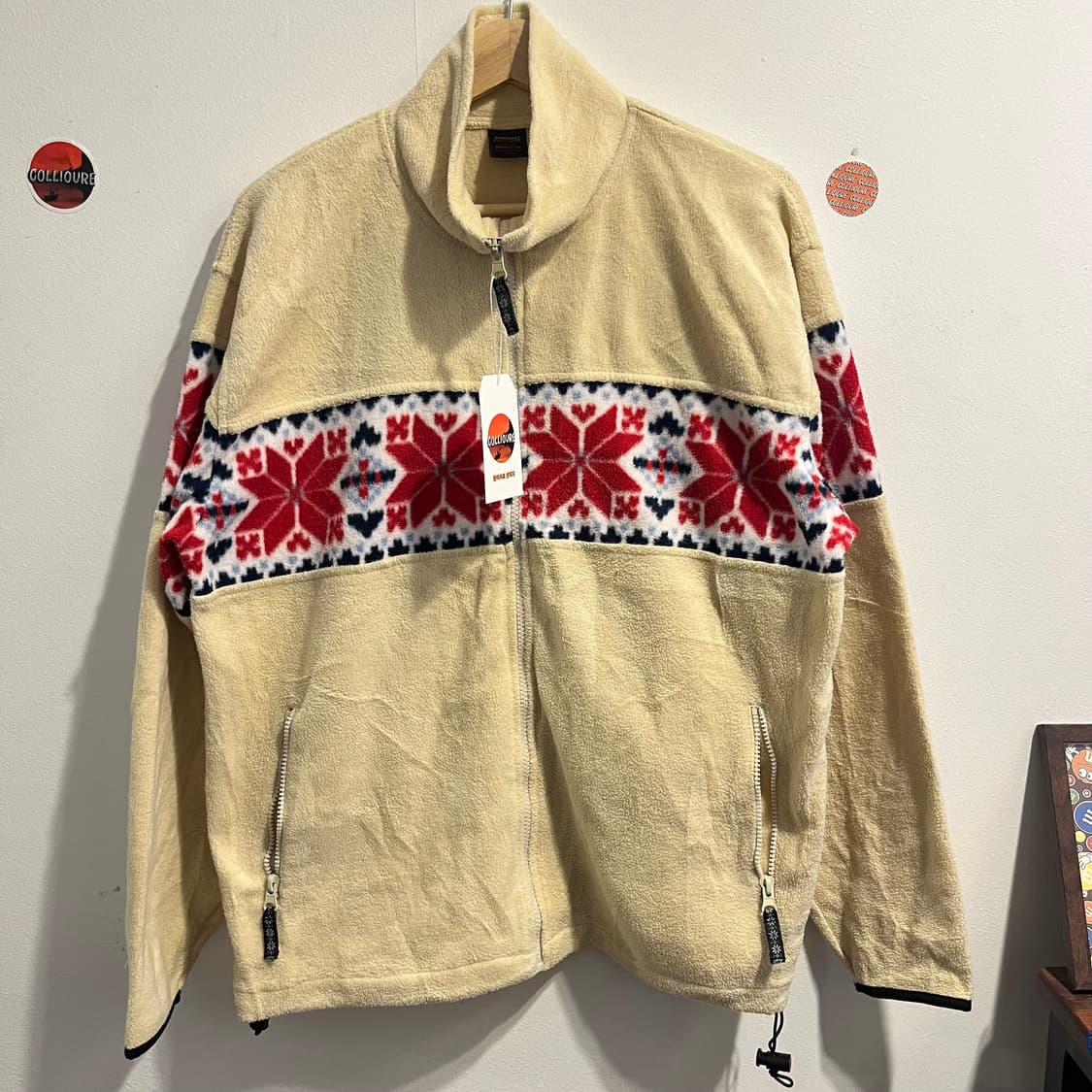 빈티지 노르딕 패턴 울 집업 후리스 자켓 상품이미지1