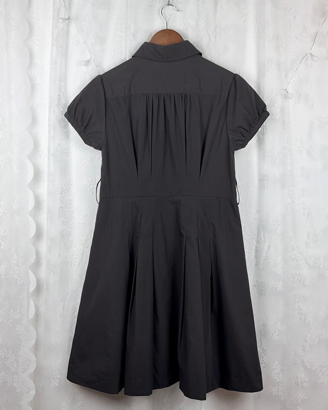 JPN black button-down shirt dress 상품이미지7