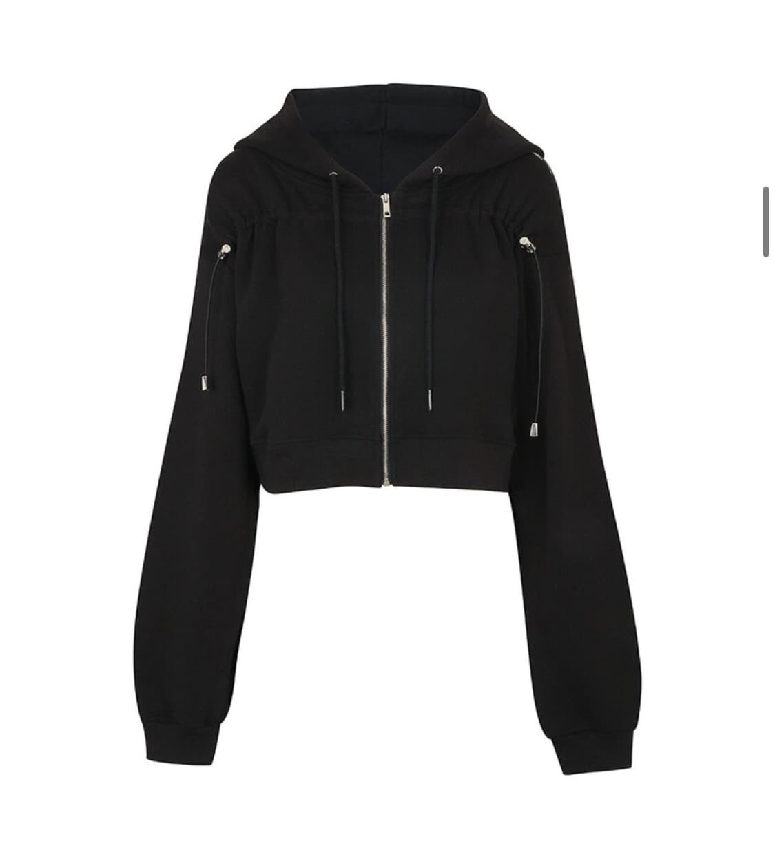 엘이이와이 LEEY SHIRRING ZIP-UP HOODIE BLACK 상품이미지2