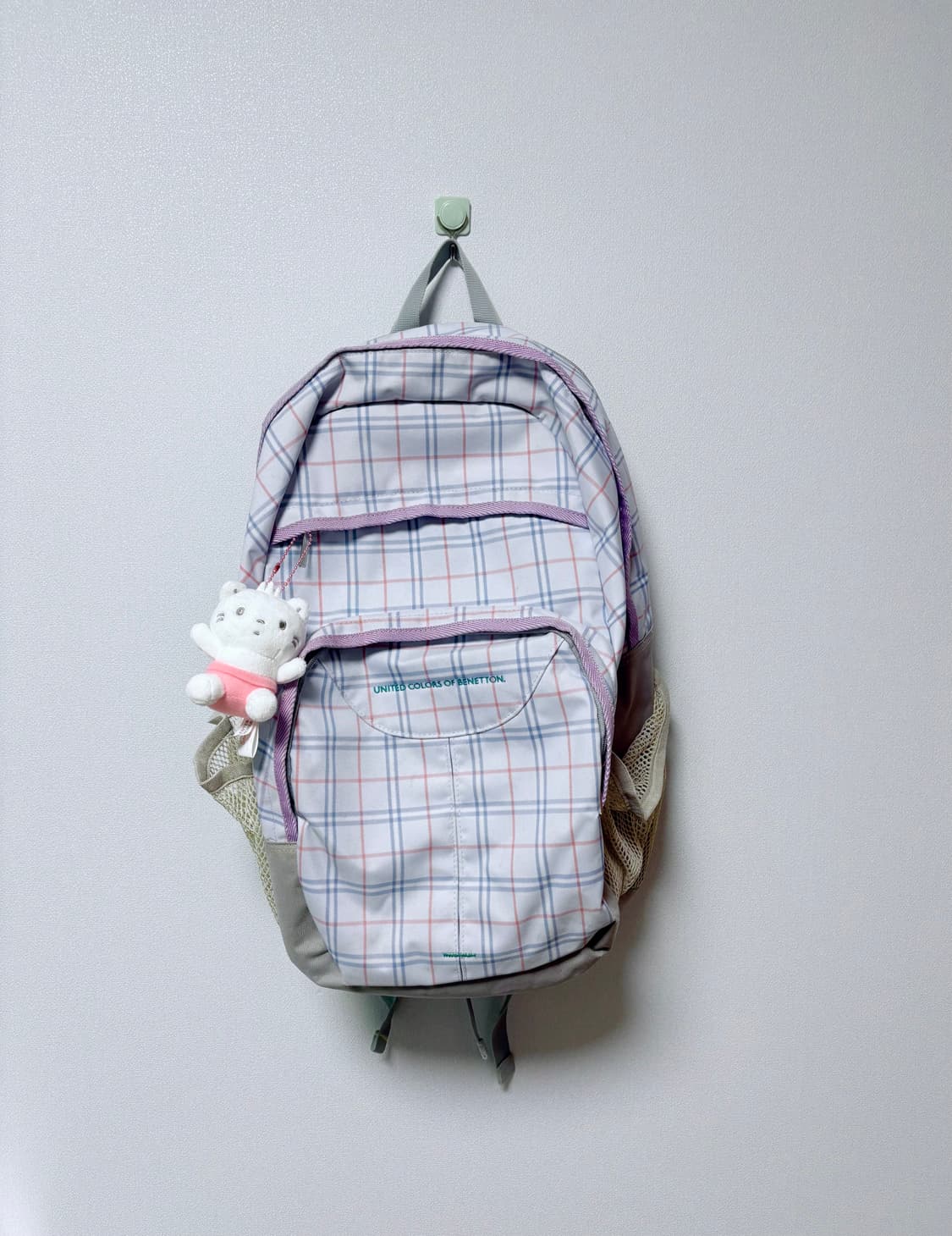 benetton 베네통 일본 빈티지 체크 백팩 가방 모리걸 y2k 블루 상품이미지1