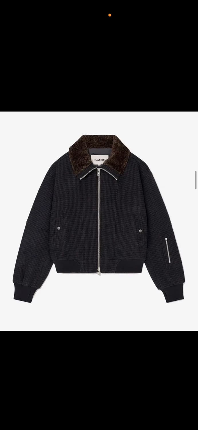 알렌느 하이넥 울 블루종 체크 상품이미지1