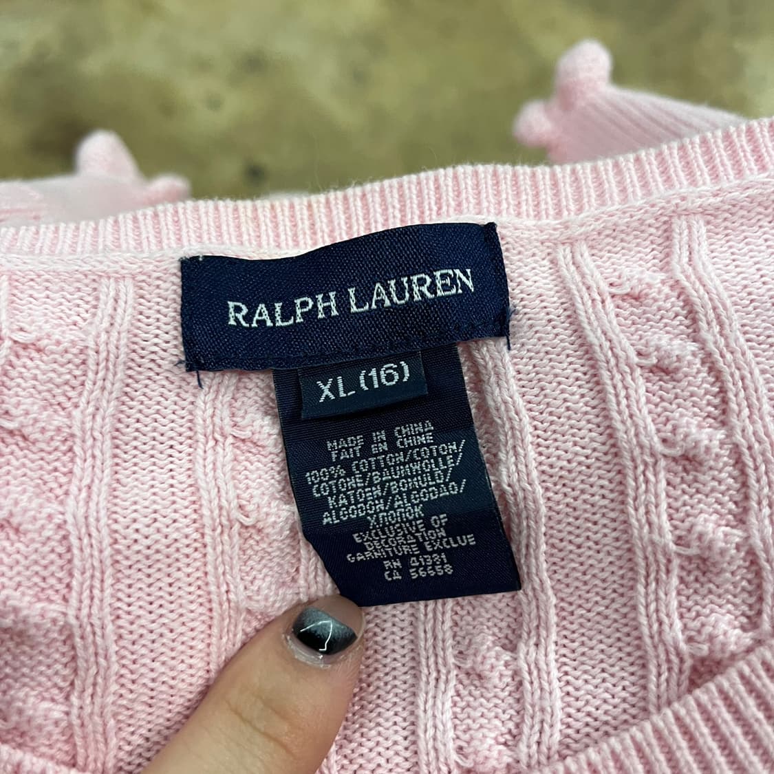 폴로 랄프로렌 딸기우유 핑크 꽈배기 프릴 니트 가디건  상품이미지5