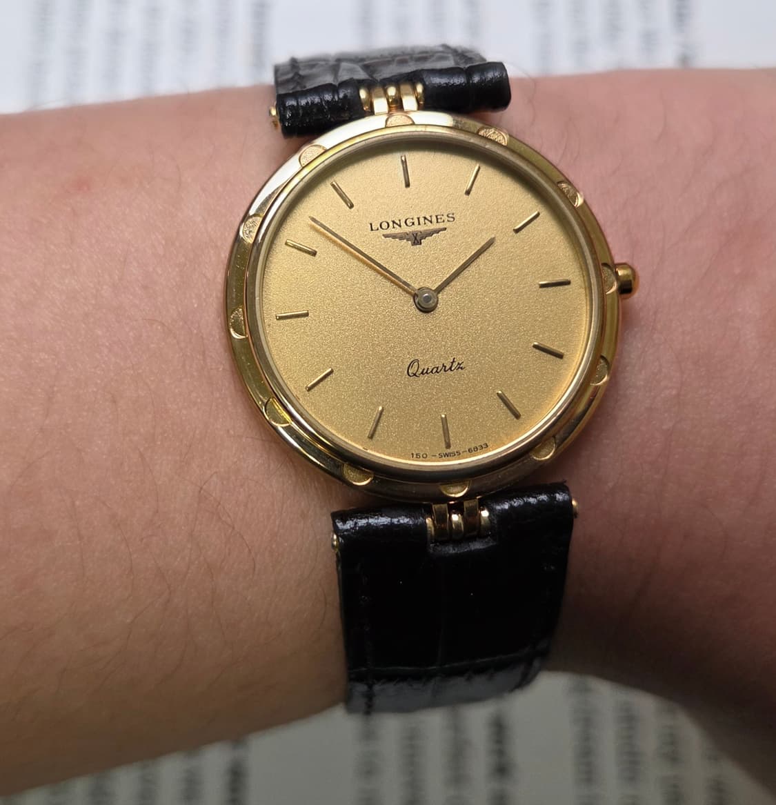 레어] 빈티지 론진 방돔형 금바리판 플라워베젤 올금장 슬림쿼츠 상품이미지8