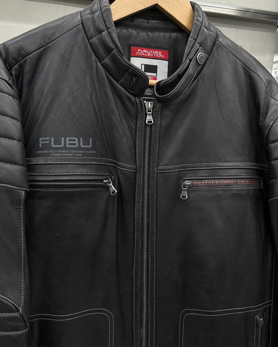 Fubu 00s 리얼 레더 램스킨 바이커 자켓 블랙 상품이미지4