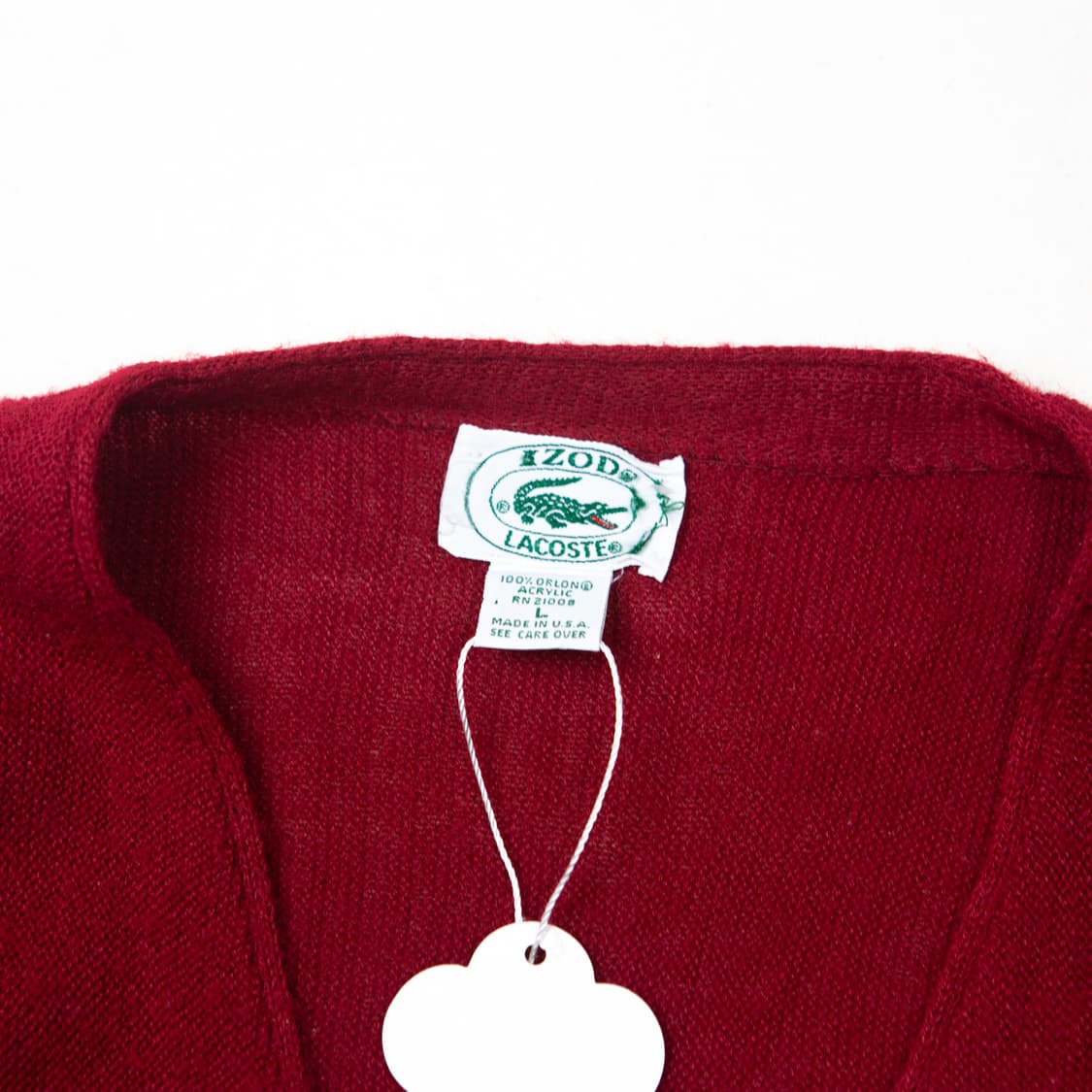 80s IZOD 라코스테 아크릴 가디건 버건디 상품이미지5