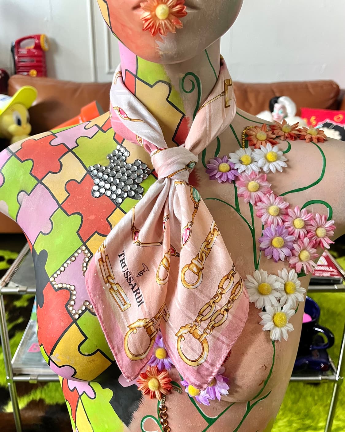 1980-90s TRUSSARDI Italian Silk Scarf 상품이미지6