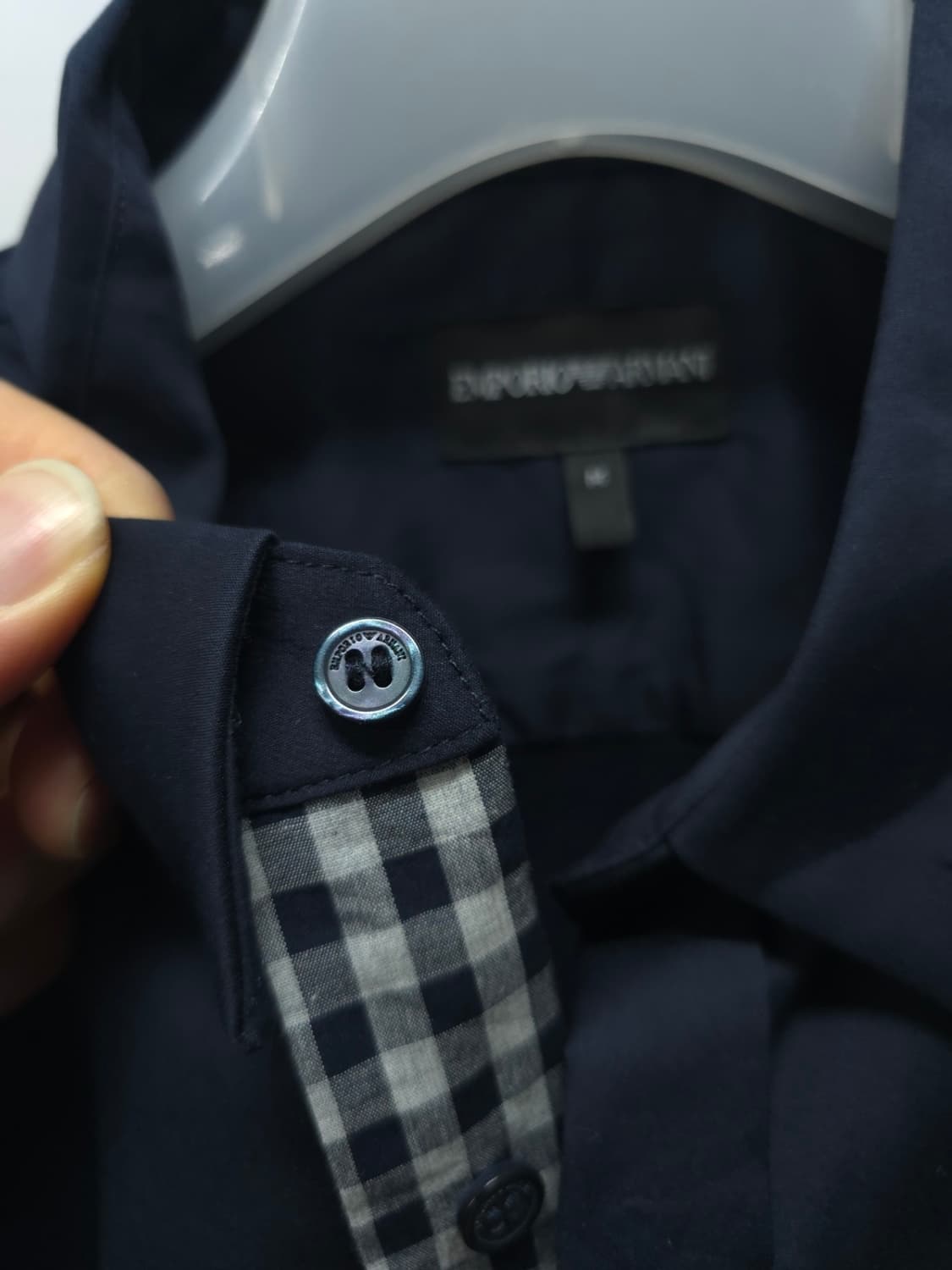 엠포리오 아르마니 네이비 체크 포인트 셔츠(95) 상품이미지8
