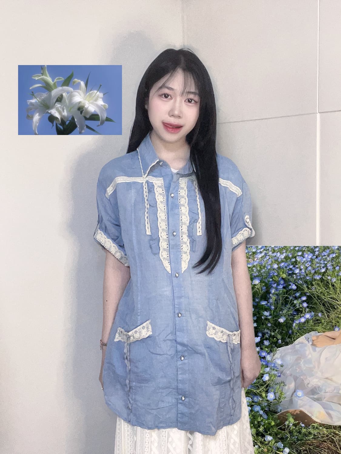 액시즈팜 레이스 빈티지 모리걸 셔츠 mori vintage 상품이미지1