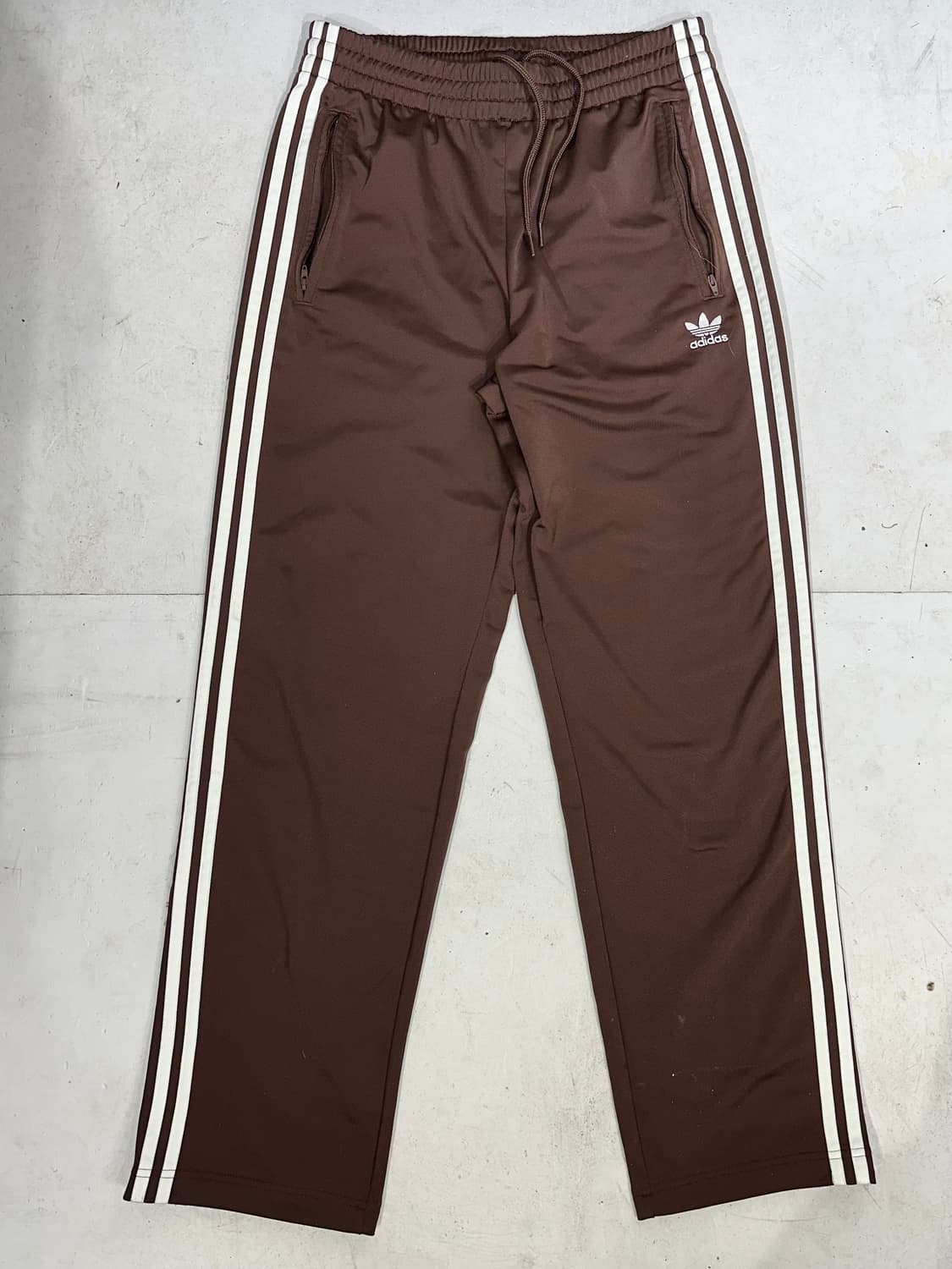 아디다스 초코 브라운 화이트 삼선 와이드 추리닝 바지 트레이닝 팬츠 L 상품이미지4