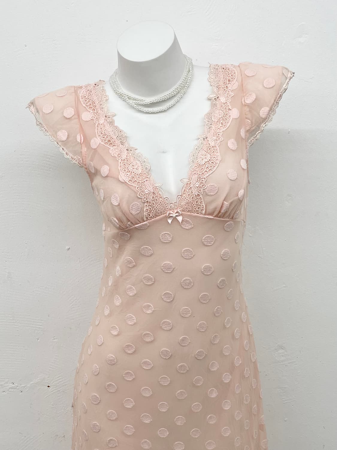 히메갸루 핑크 도트 레이스 슬립 상품이미지2