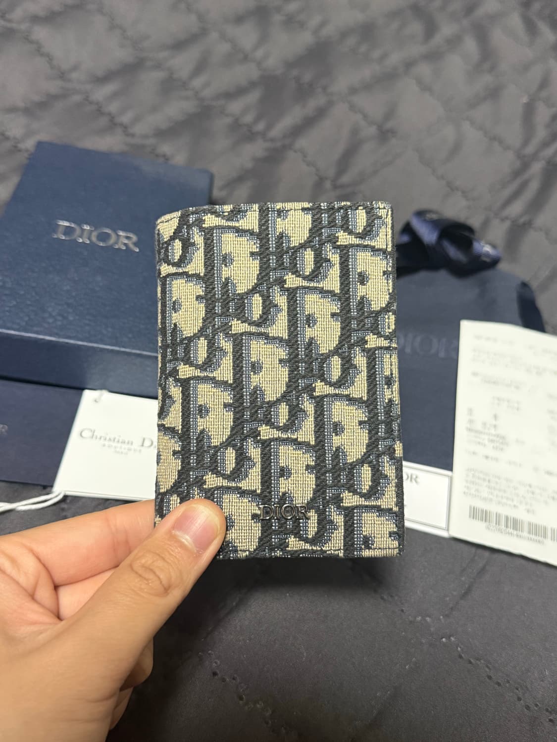 디올 오블리크 자카드 오거나이저 카드지갑 베이지 상품이미지1